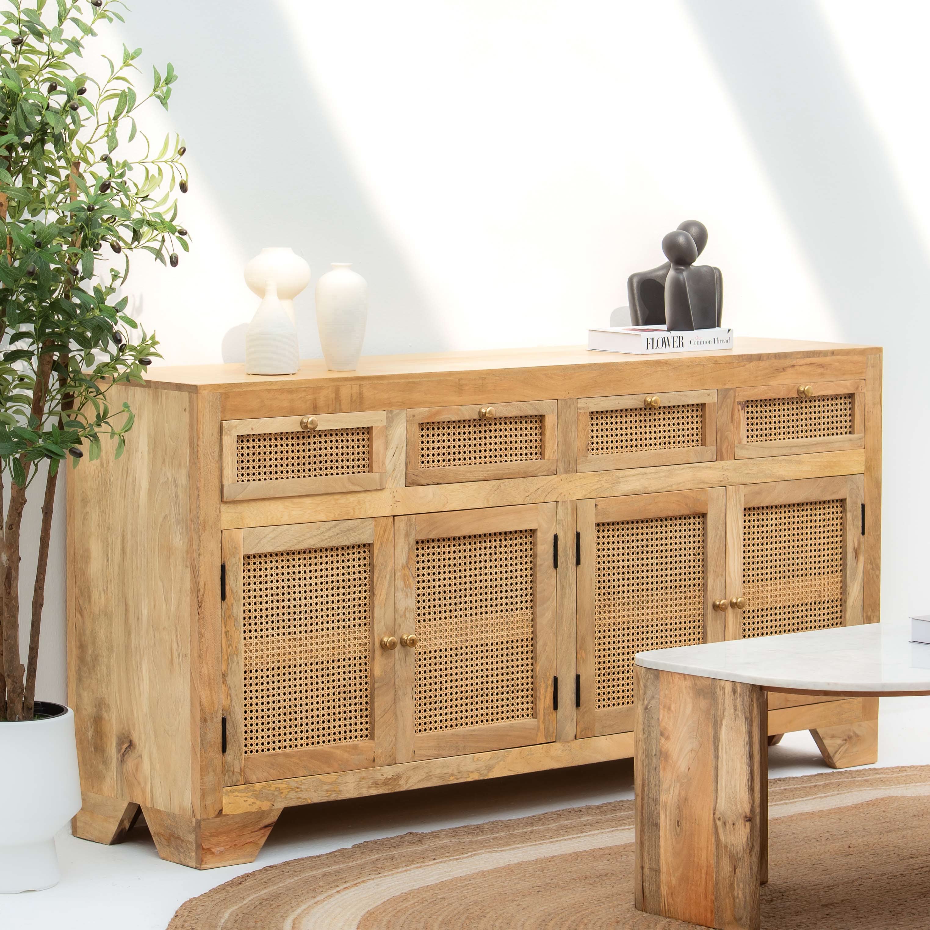 CANOVIA CANE FOUR DOOR FOUR DRAWER SIDEBOARD - Art and craft furniture