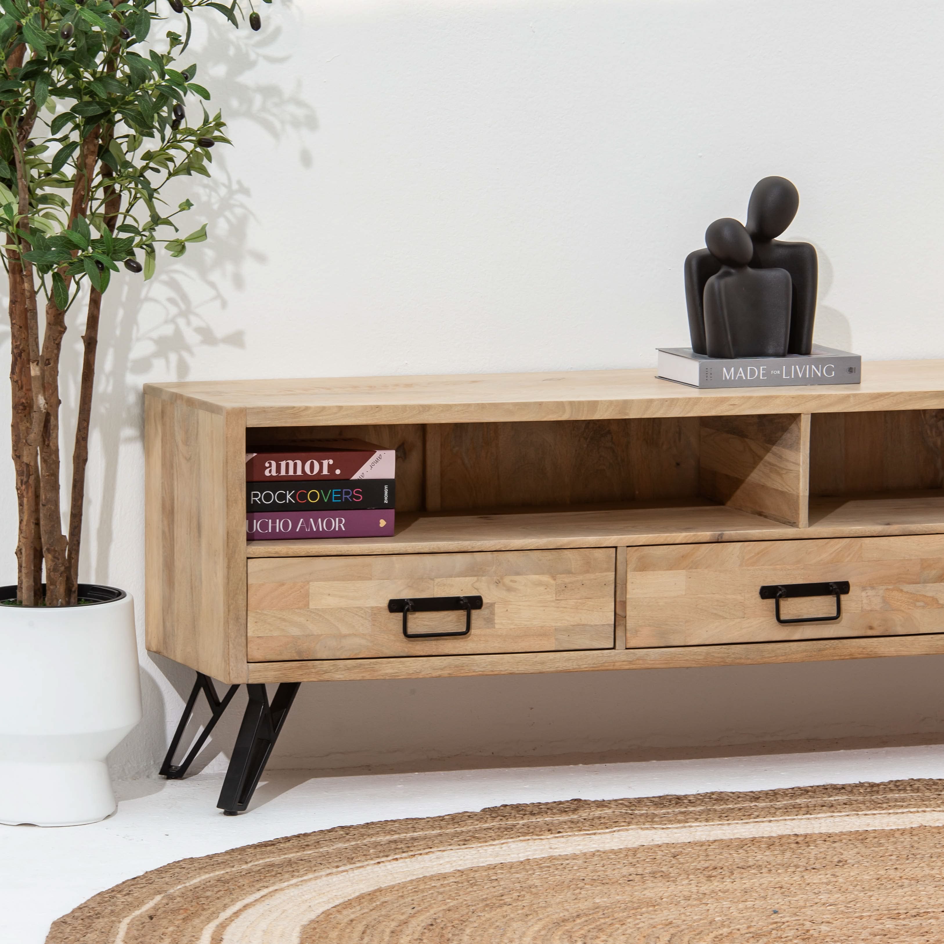 MANGOEDGE THREE DRAWER TV STAND - Art and craft furniture