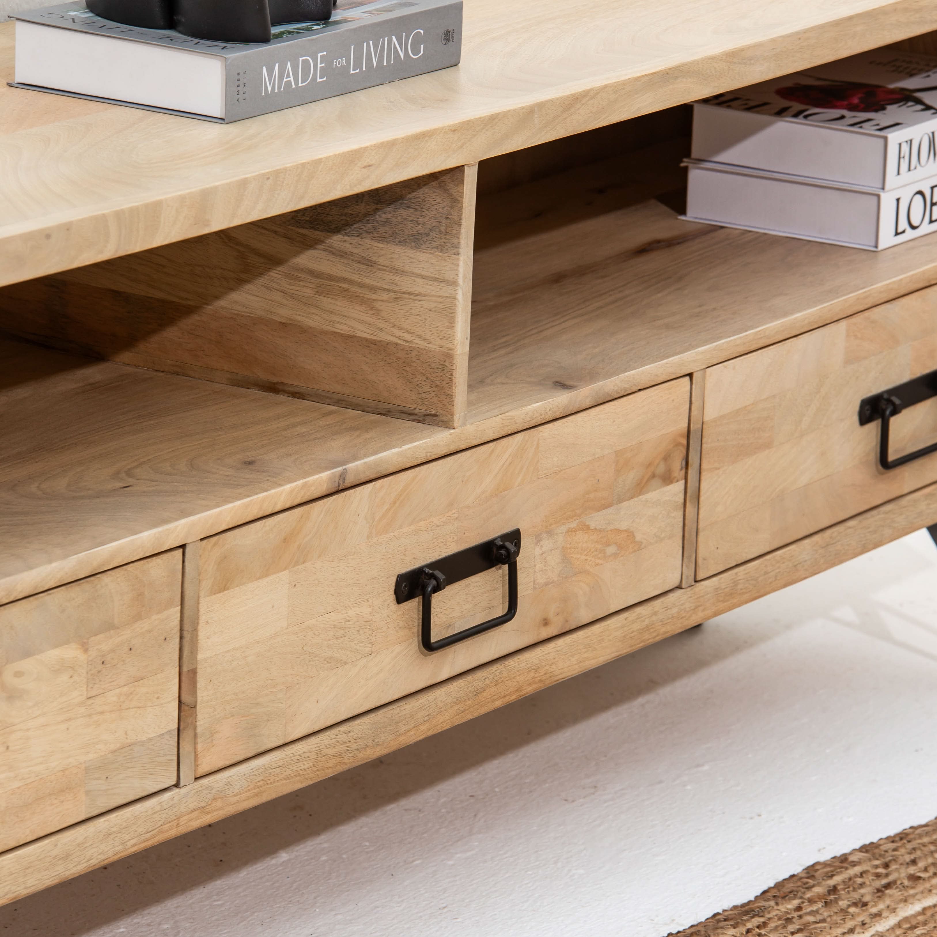 MANGOEDGE THREE DRAWER TV STAND - Art and craft furniture