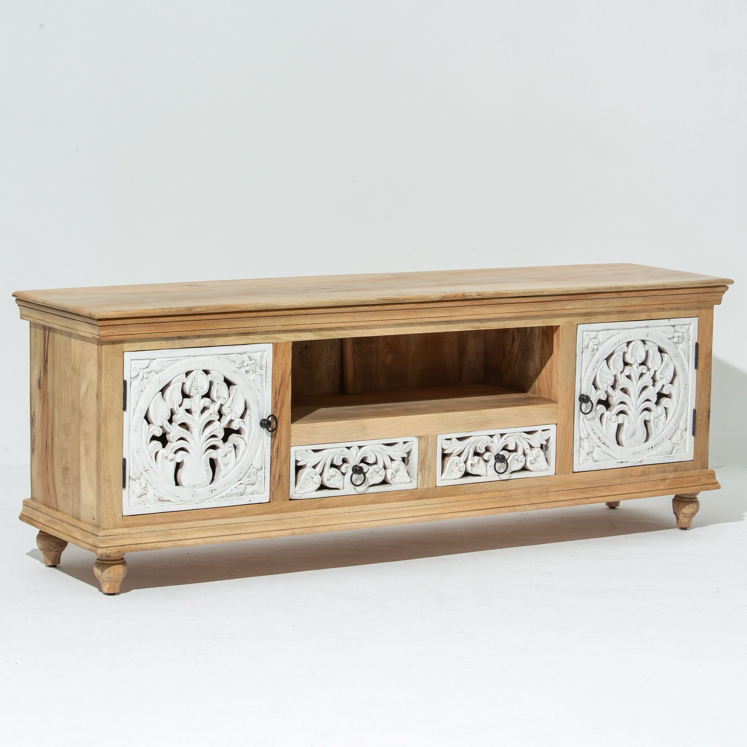 CALVIAN WOODEN CARVING TV STAND - Art and craft furniture