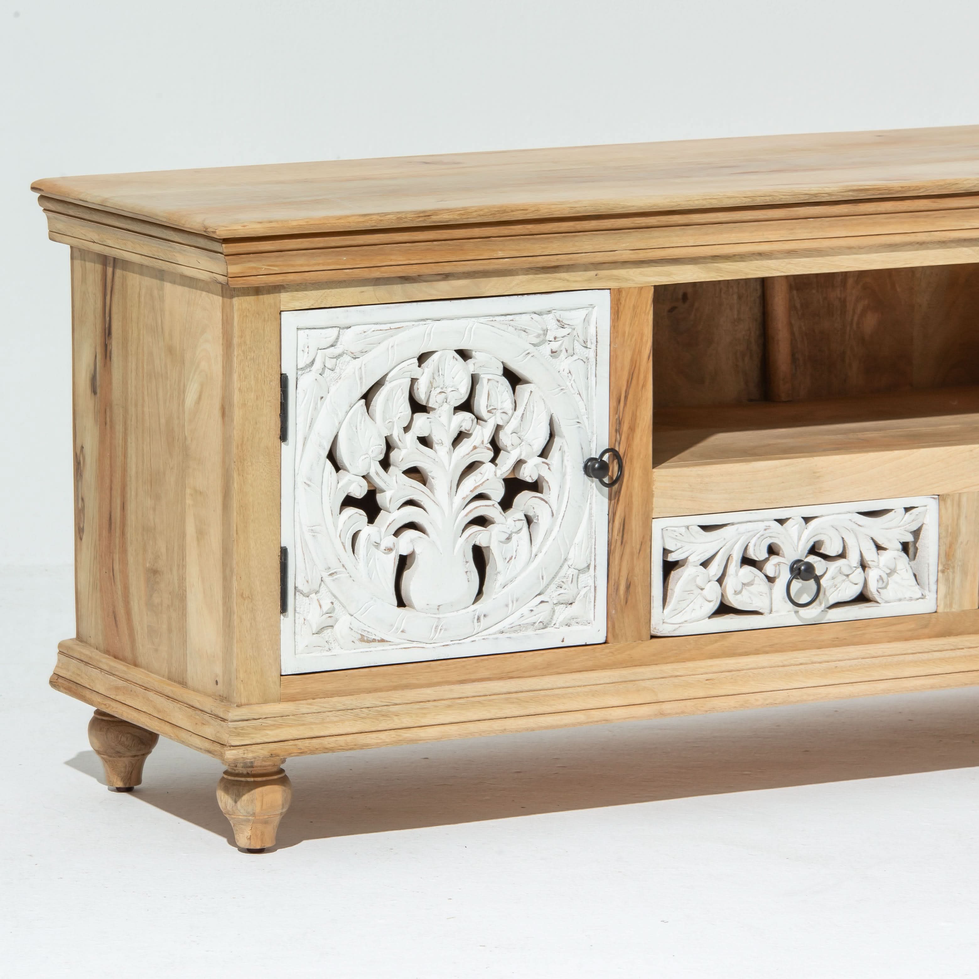 CALVIAN WOODEN CARVING TV STAND - Art and craft furniture