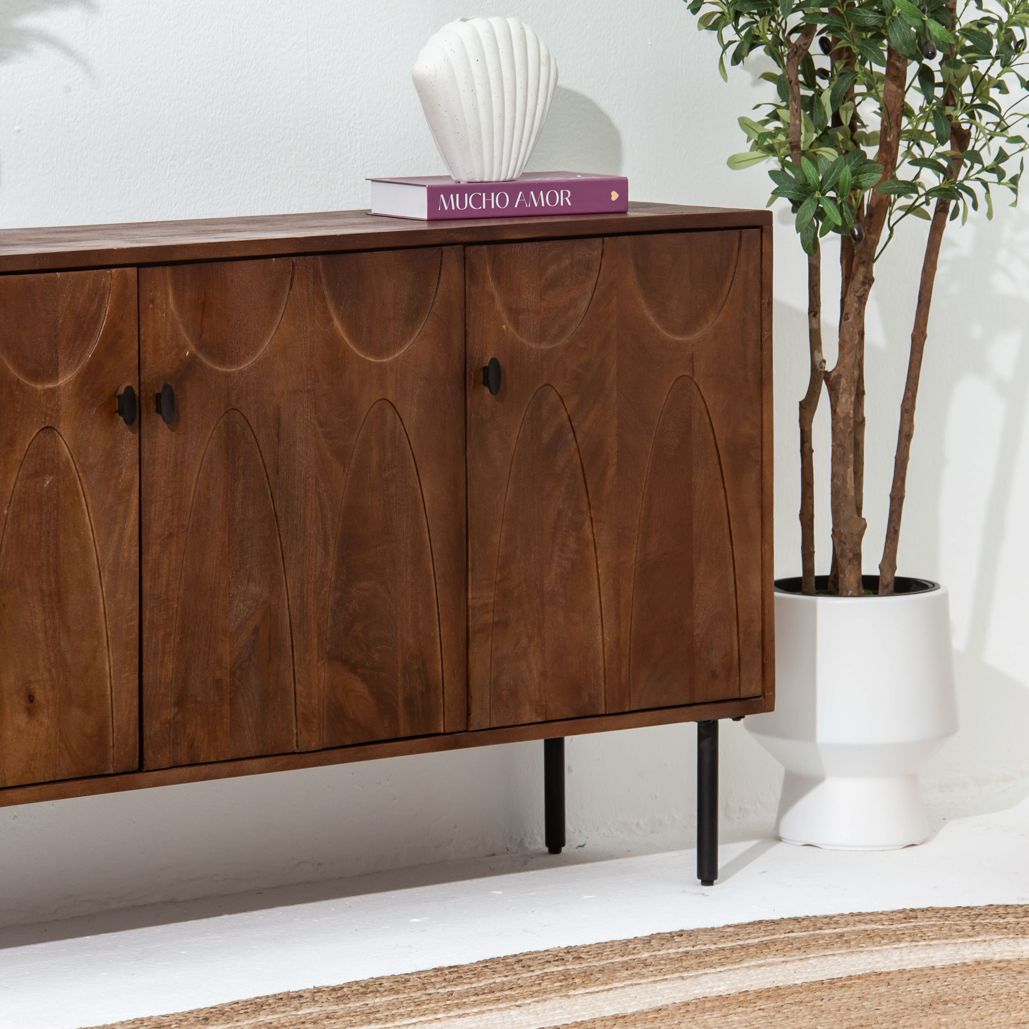 VERVE WOODEN THREE DOOR SIDEBOARD - Art and craft furniture