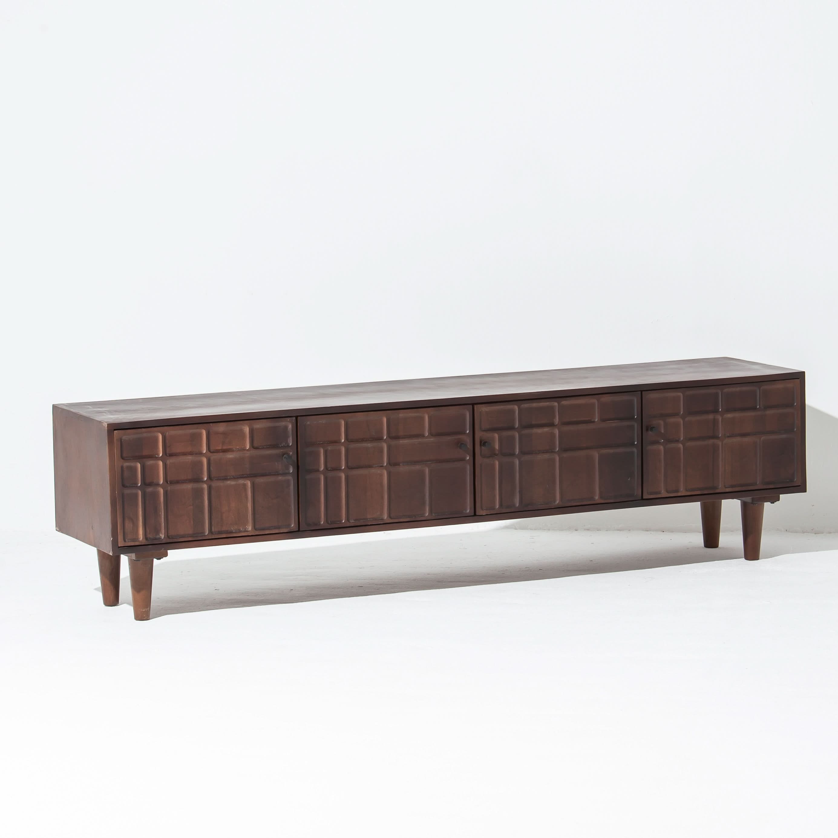 NUVOR WOODEN FOUR DOOR TV STAND - Art and craft furniture