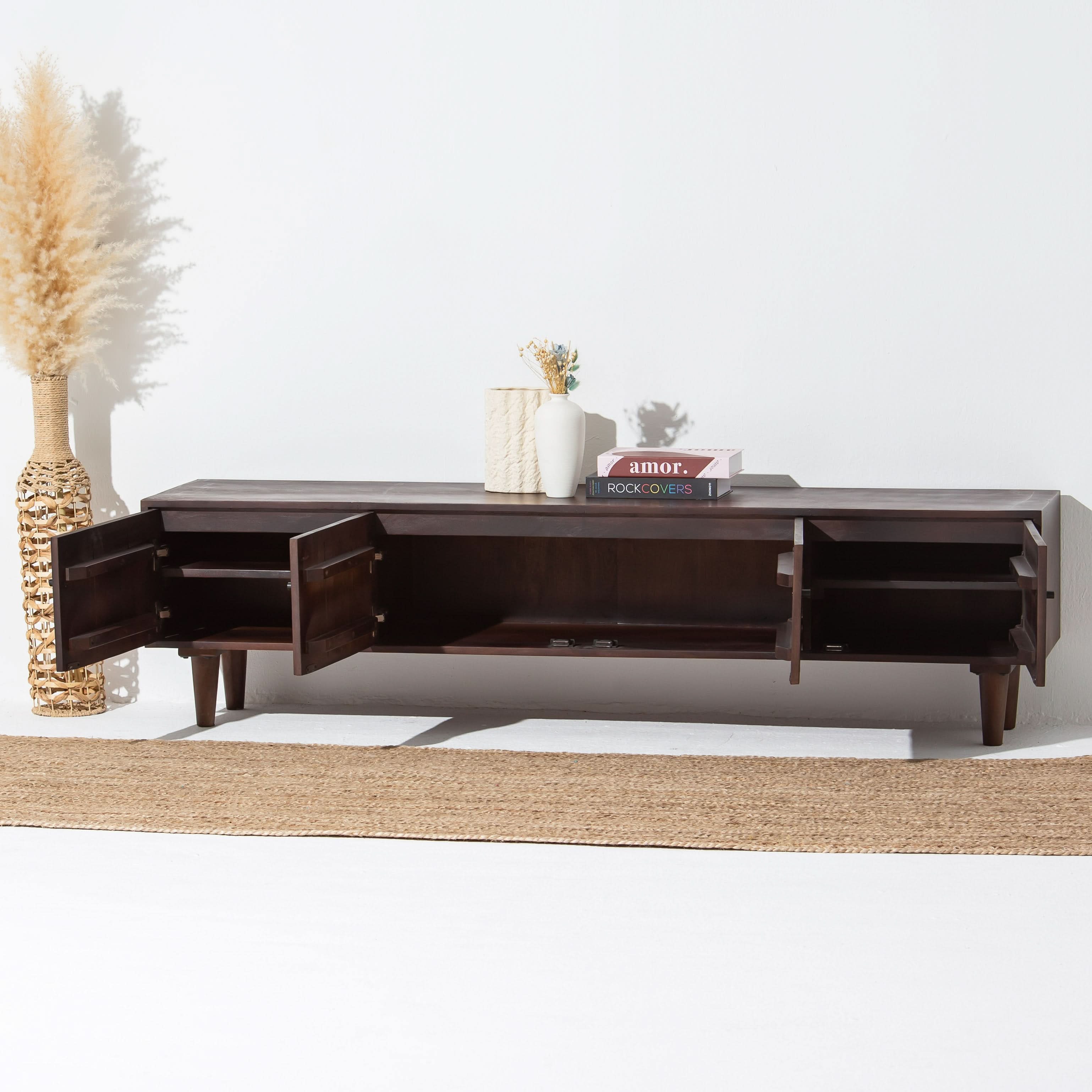 NUVOR WOODEN FOUR DOOR TV STAND - Art and craft furniture