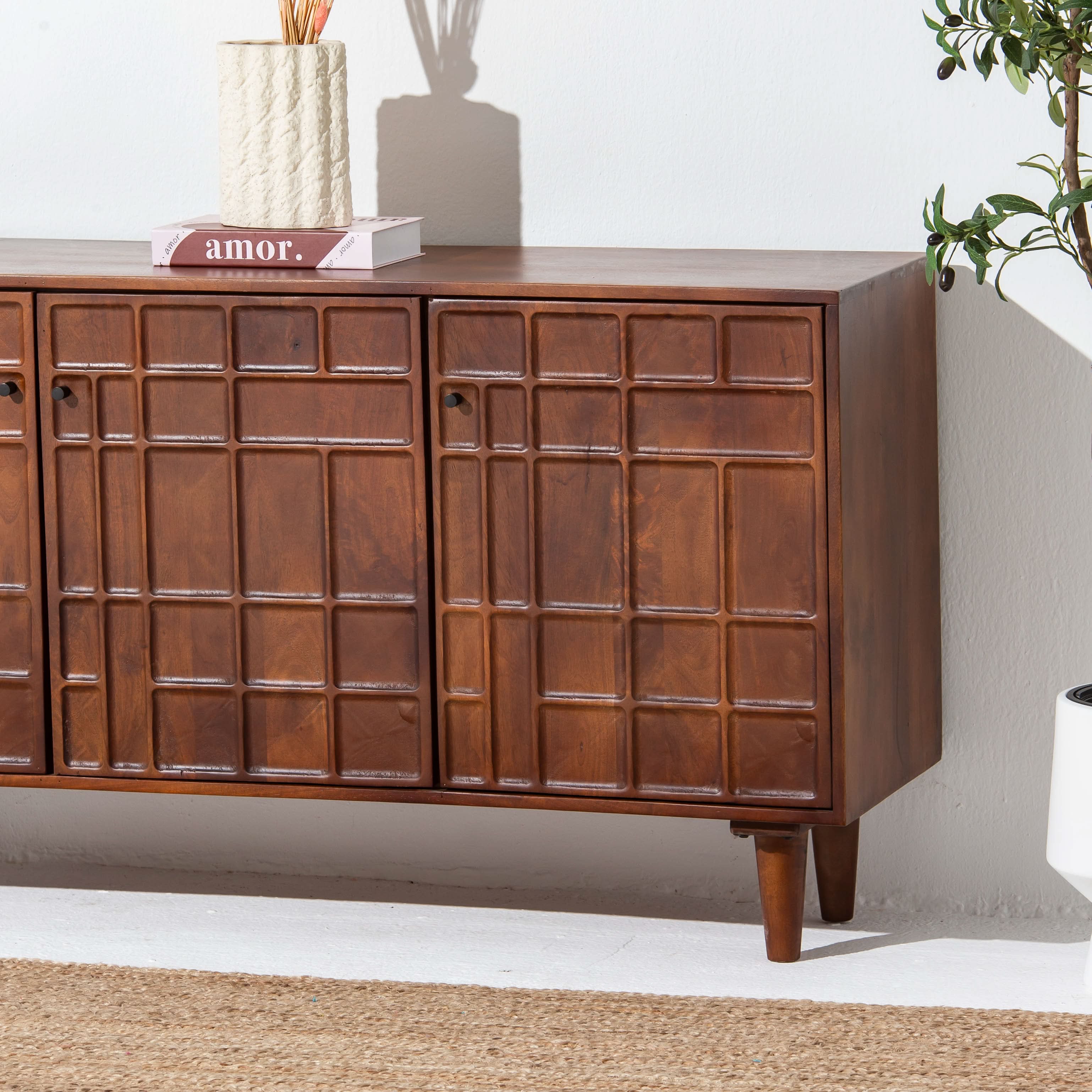 NUVOR WOODEN THREE DOOR SIDEBOARD - Art and craft furniture