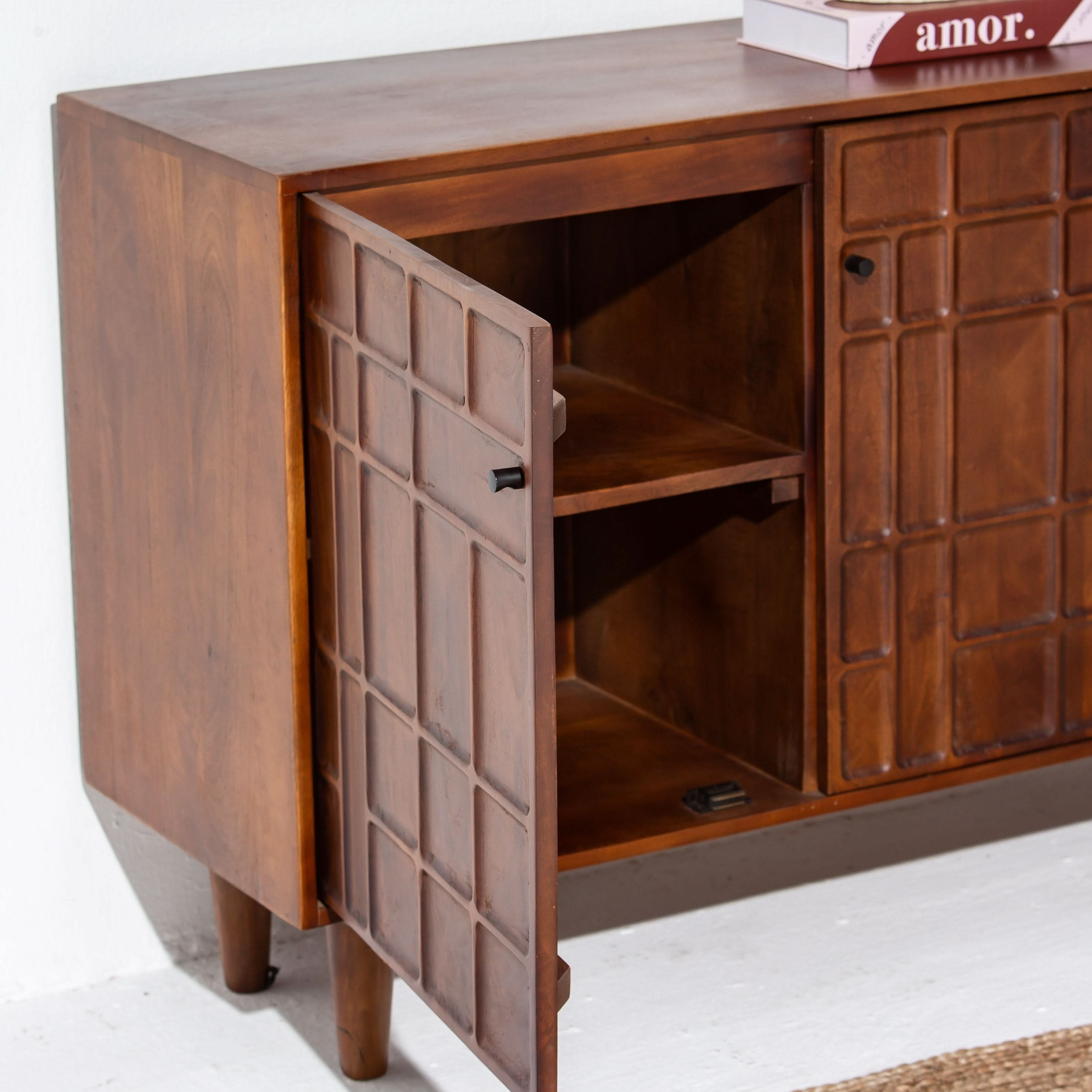 NUVOR WOODEN THREE DOOR SIDEBOARD - Art and craft furniture