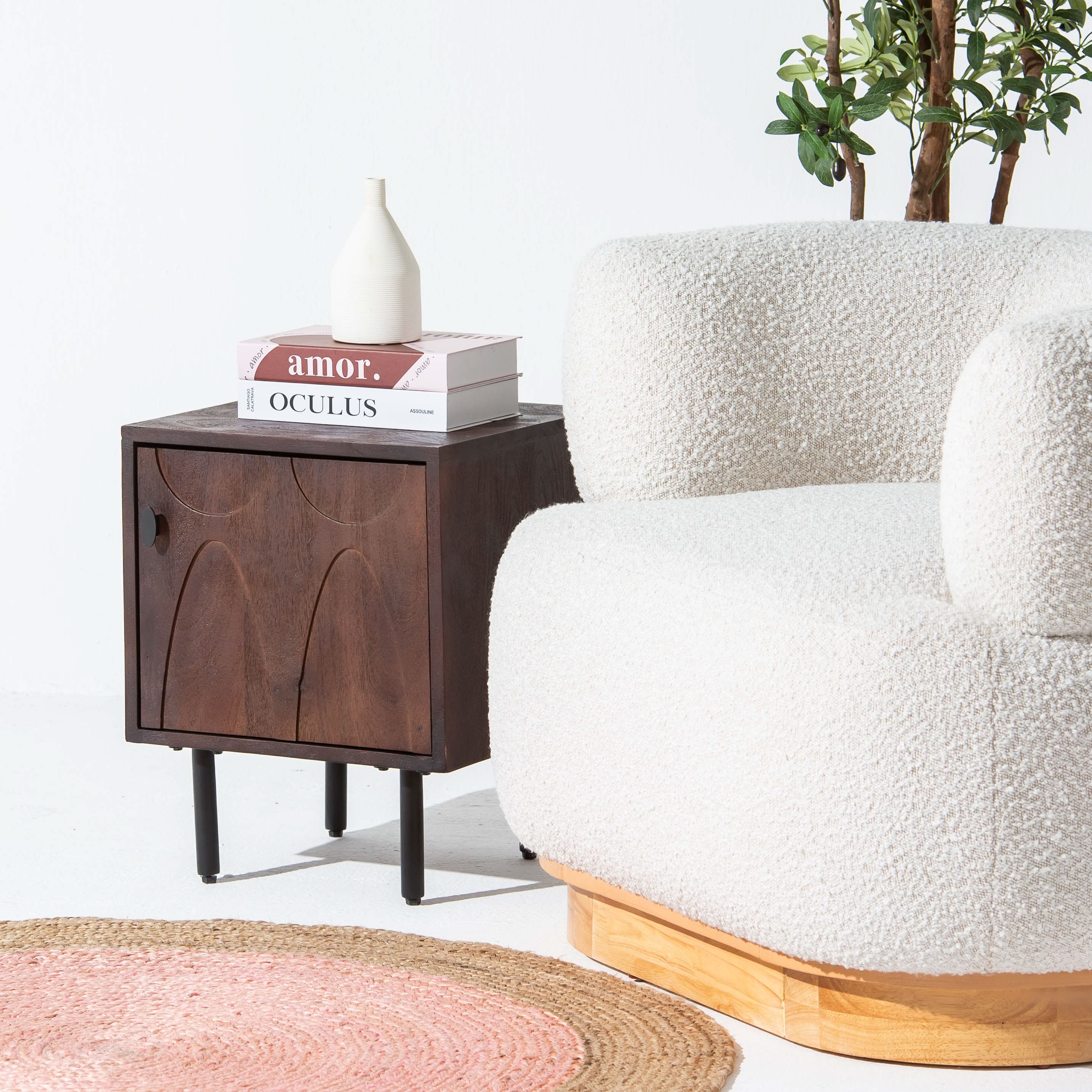 VERVE WOODEN ONE DOOR NIGHTSTAND TABLE - Art and craft furniture