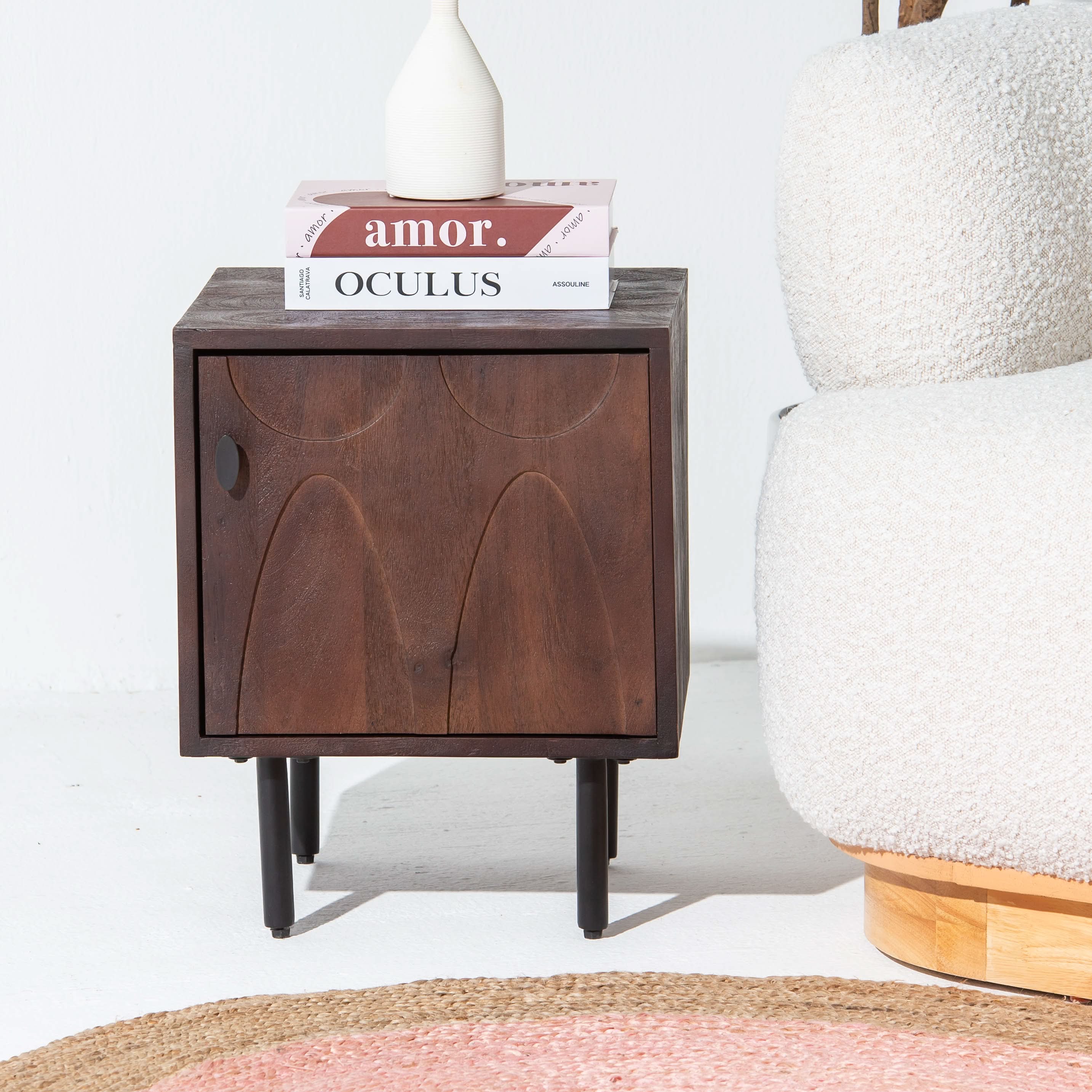 VERVE WOODEN ONE DOOR NIGHTSTAND TABLE - Art and craft furniture