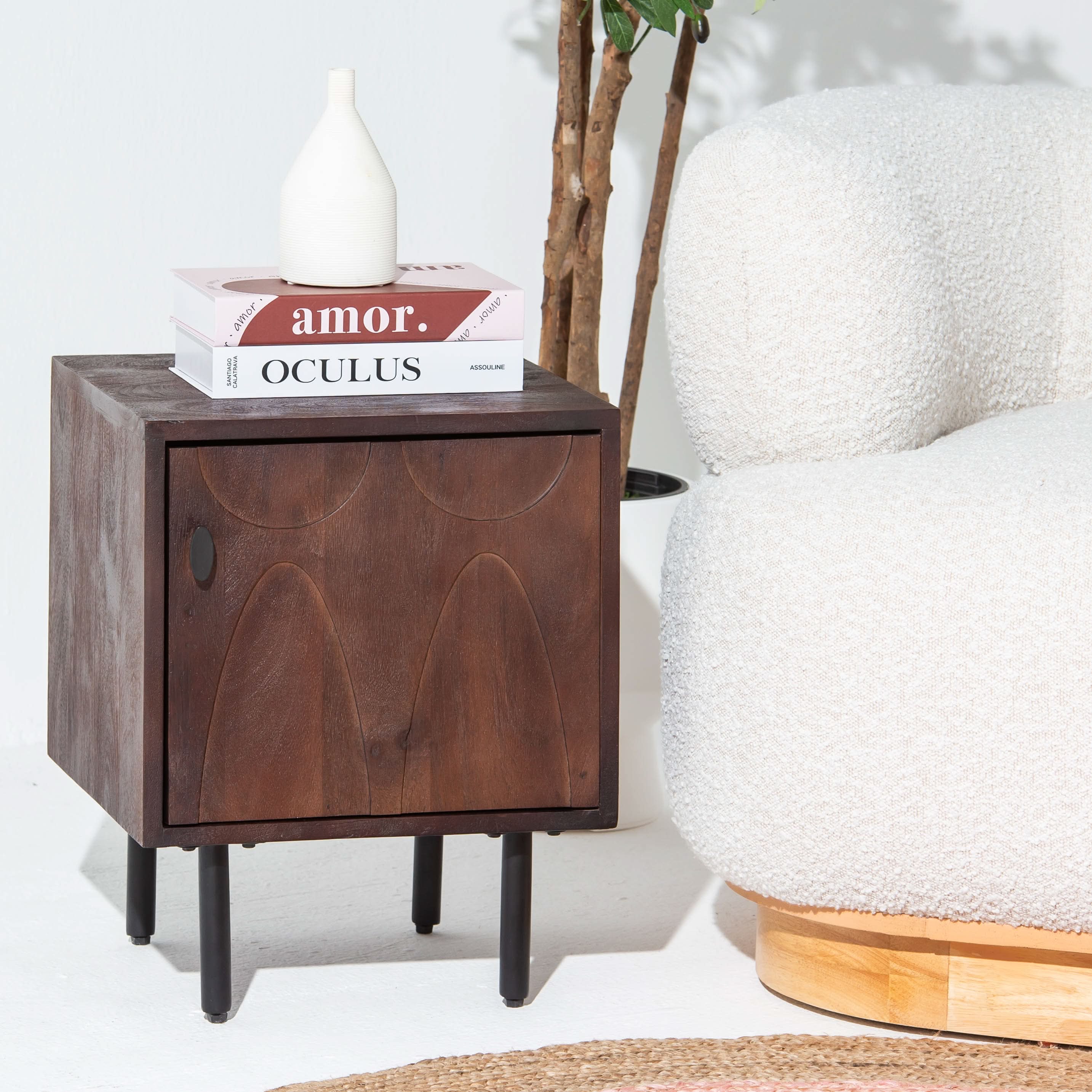 VERVE WOODEN ONE DOOR NIGHTSTAND TABLE - Art and craft furniture