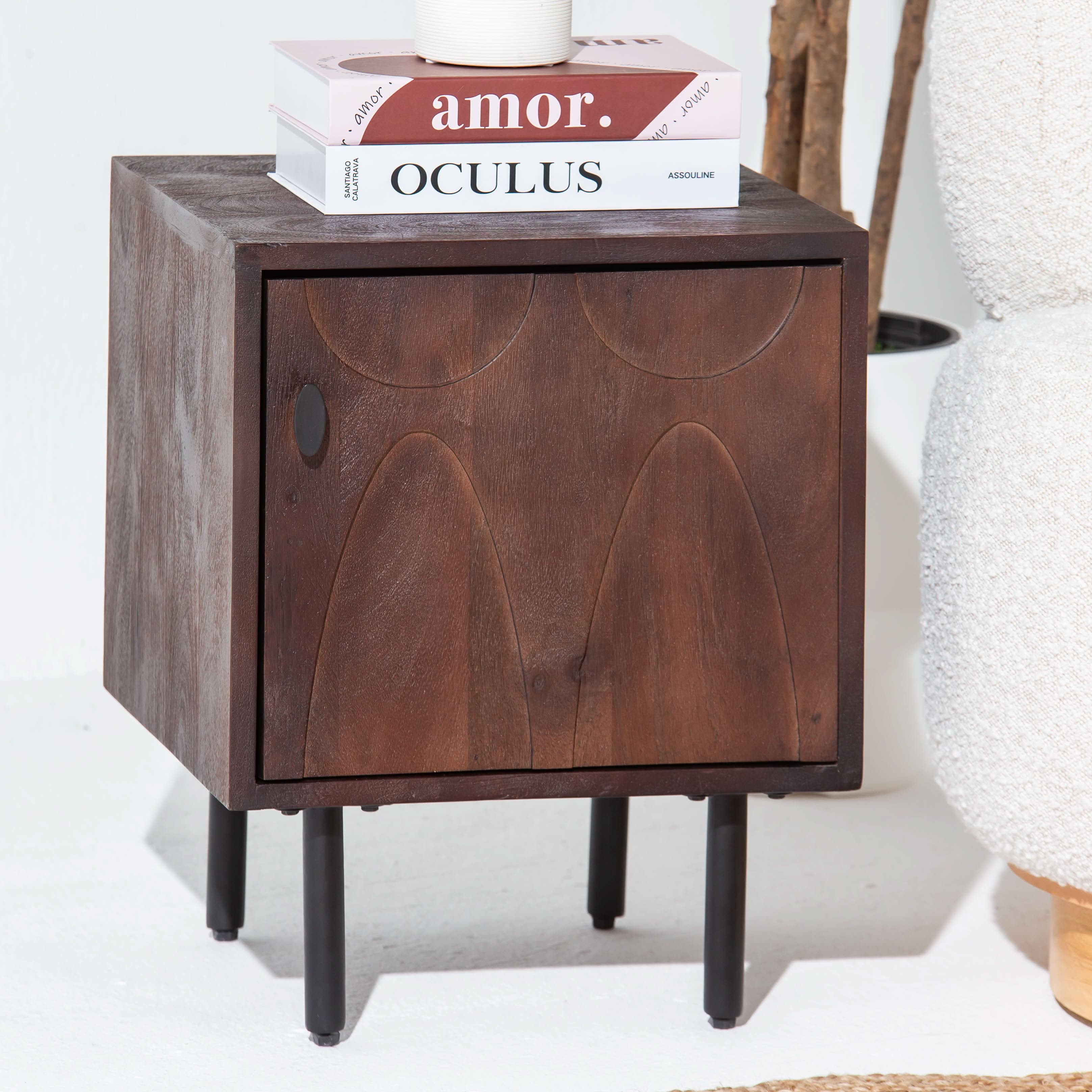 VERVE WOODEN ONE DOOR NIGHTSTAND TABLE - Art and craft furniture