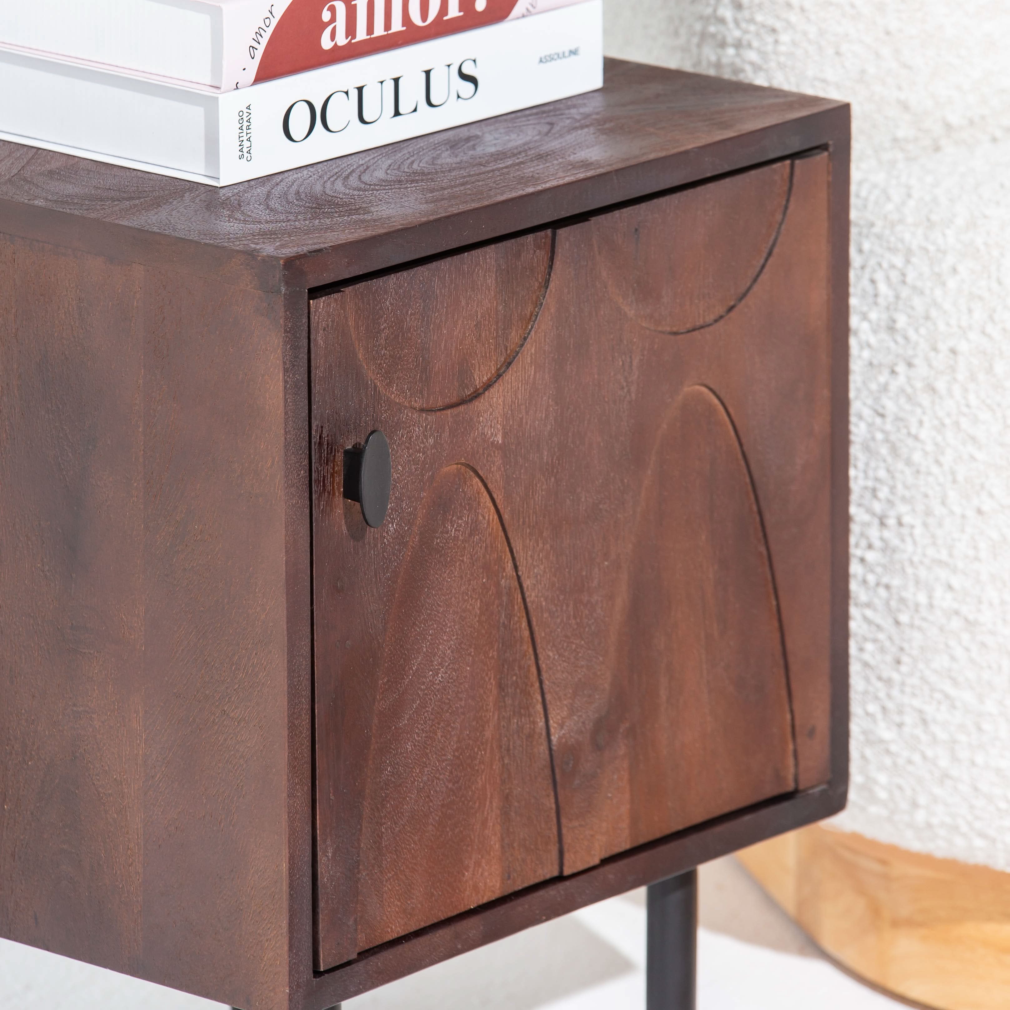 VERVE WOODEN ONE DOOR NIGHTSTAND TABLE - Art and craft furniture
