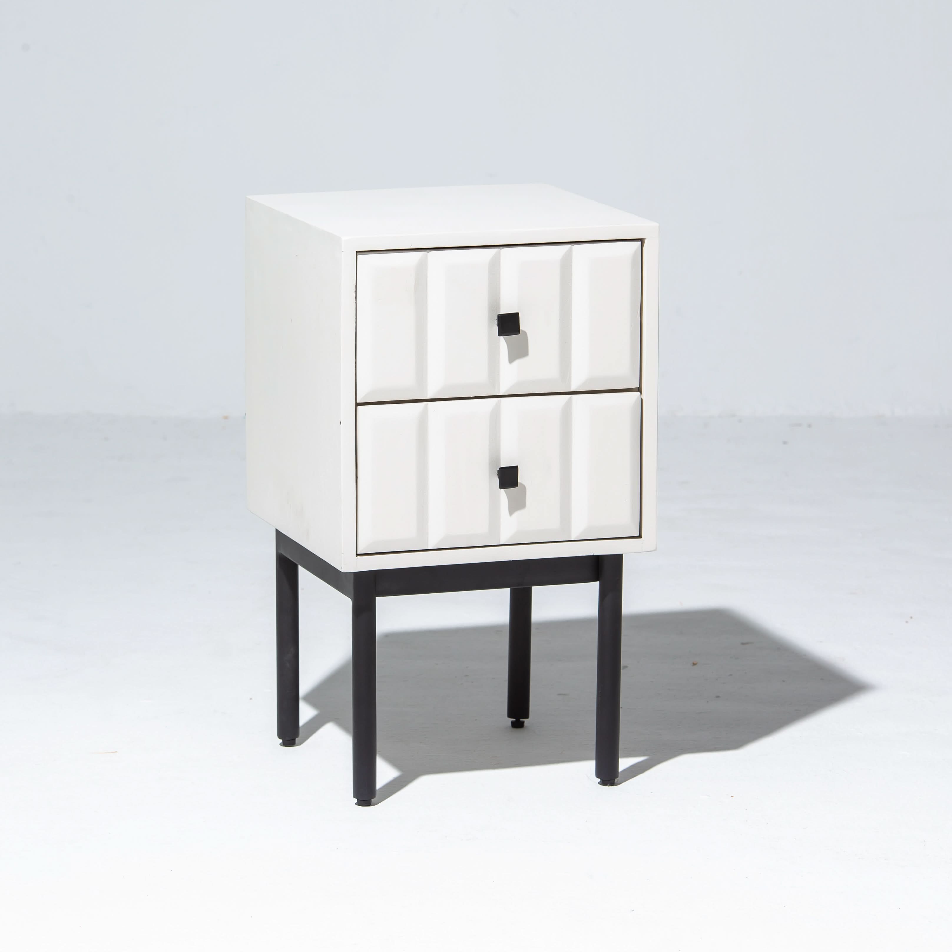 DANISH WHITE TWO DRAWER NIGHTSTAND TABLE - Art and craft furniture