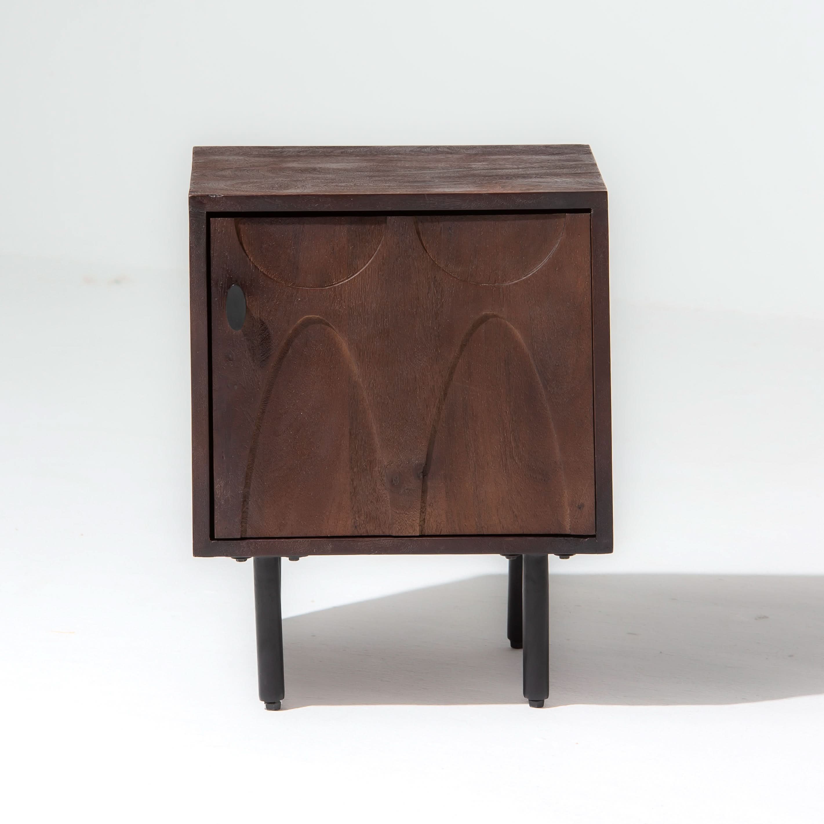 VERVE WOODEN ONE DOOR NIGHTSTAND TABLE - Art and craft furniture