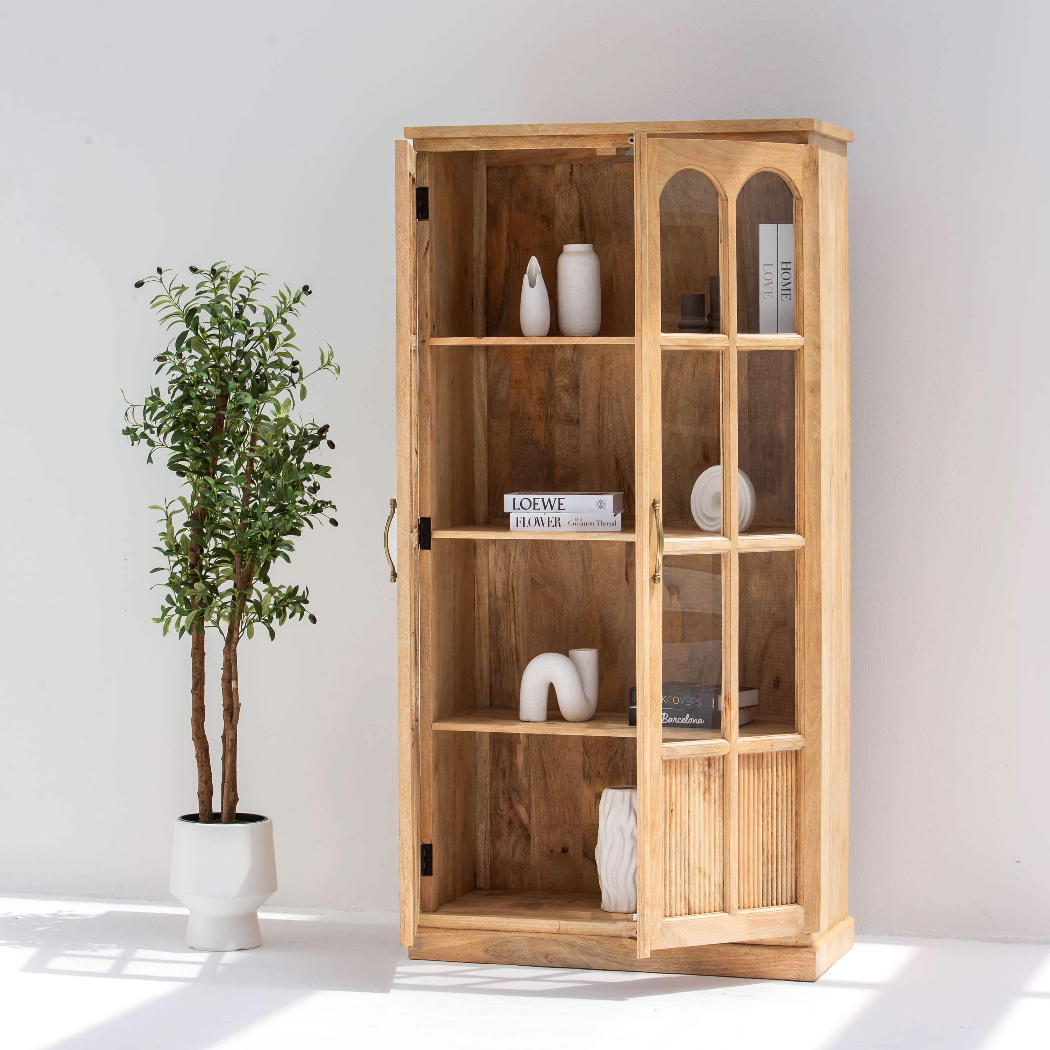 LUWIN WOODEN GLASS CABINET - Art and craft furniture