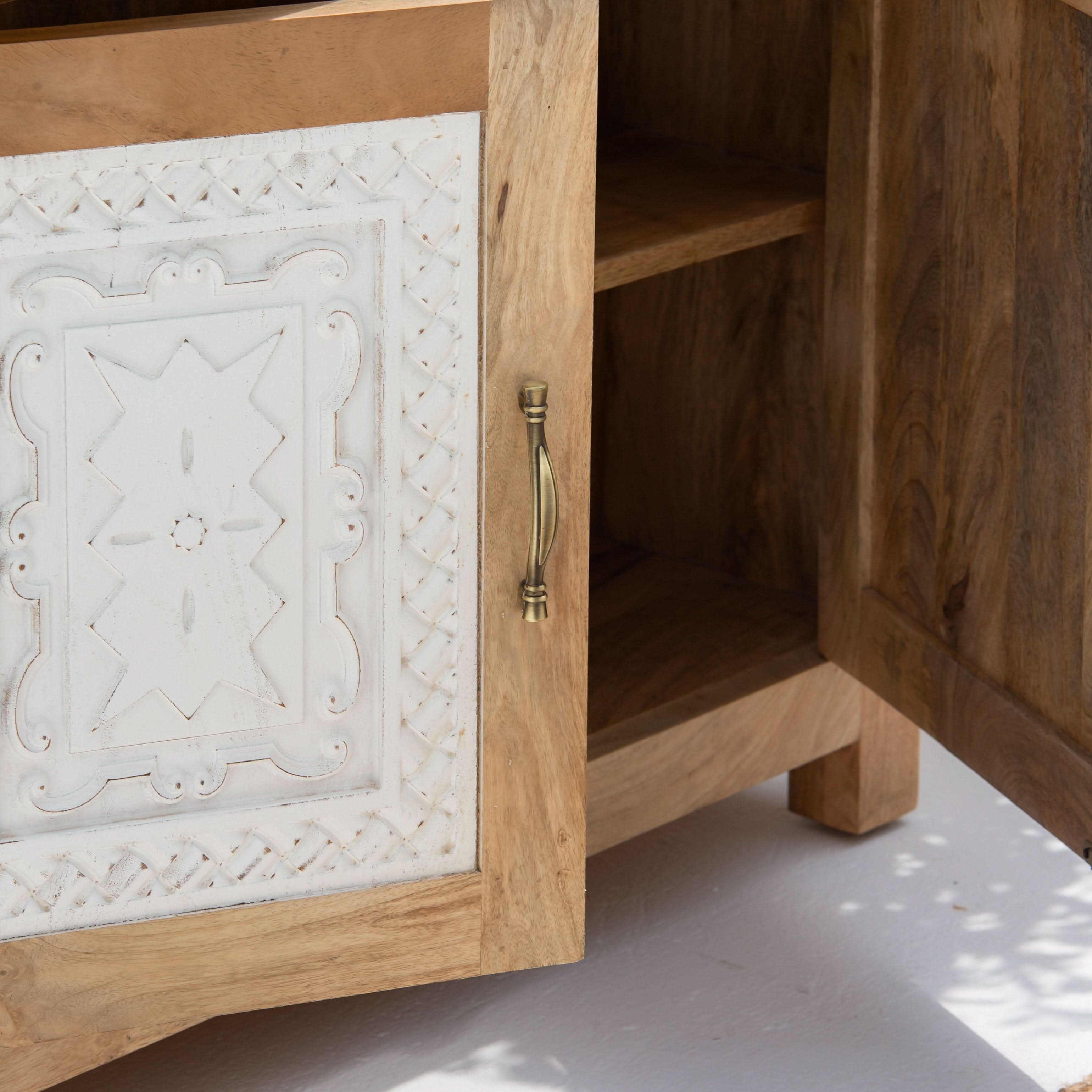 PUSHKAR WOODEN CARVING SIDEBOARD - Art and craft furniture