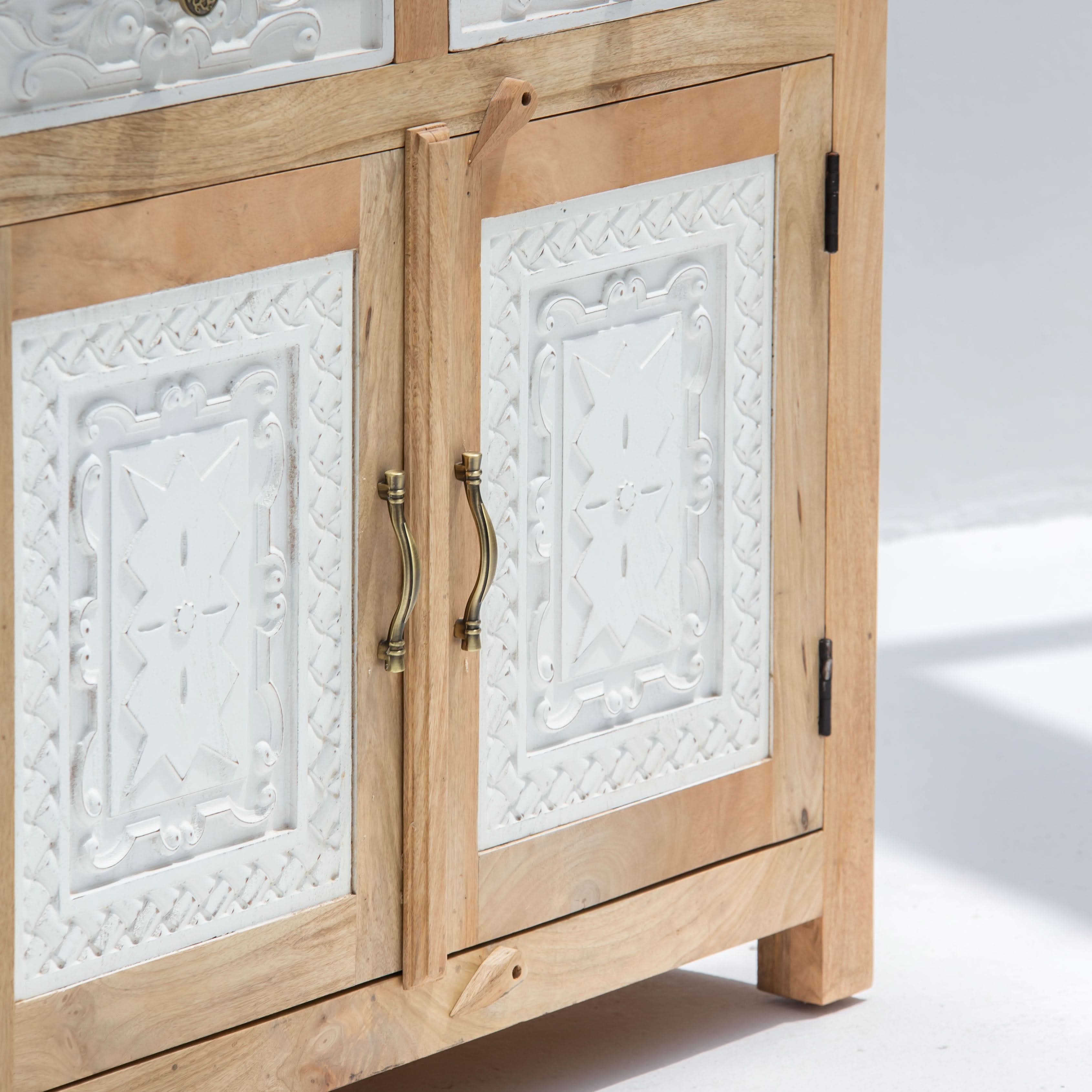 PUSHKAR WOODEN CARVING SIDEBOARD - Art and craft furniture