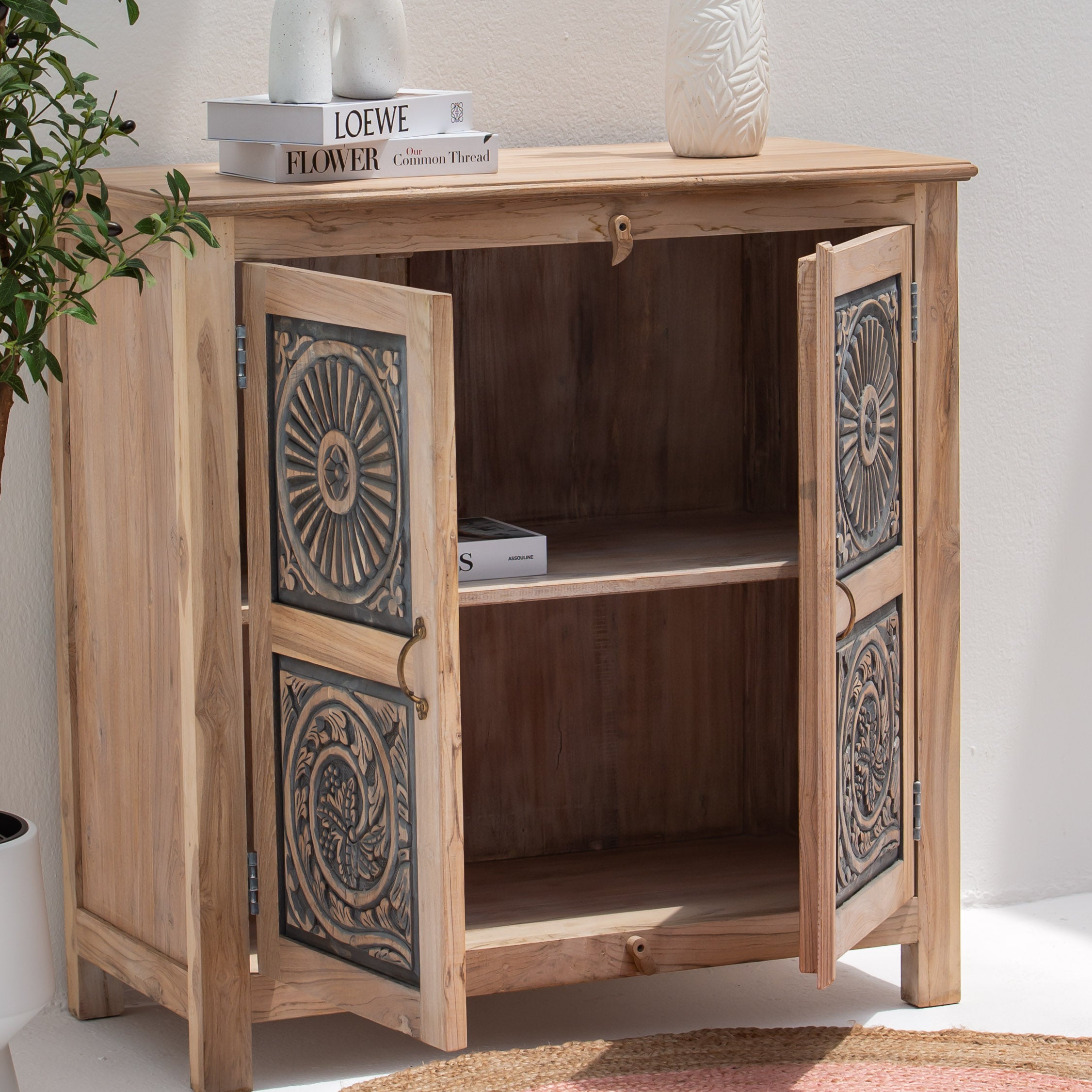 CHARLORE WOODEN TWO DOOR SIDEBOARD - Art and craft furniture