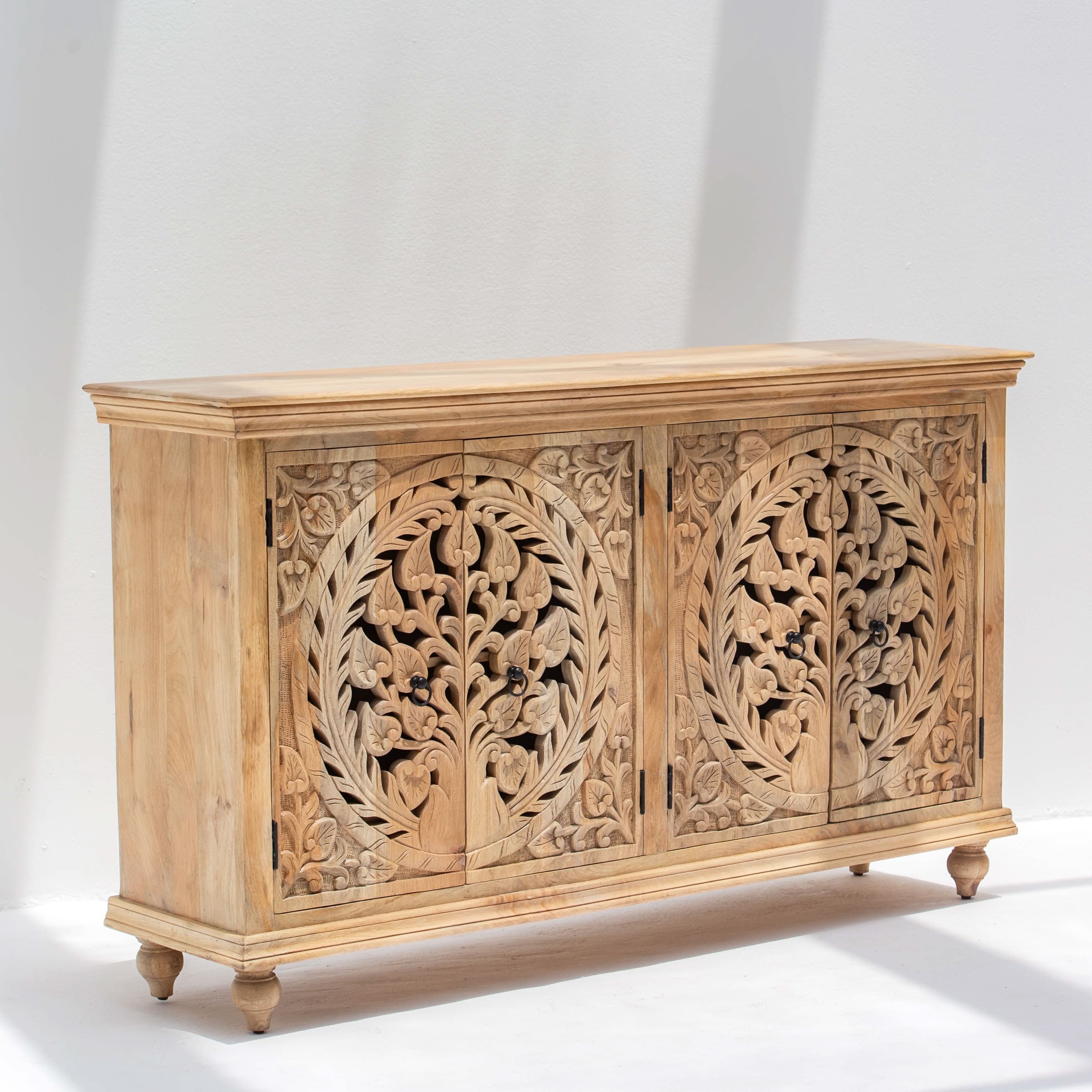 CALVIAN WOODEN FOUR DOOR SIDEBOARD - Art and craft furniture