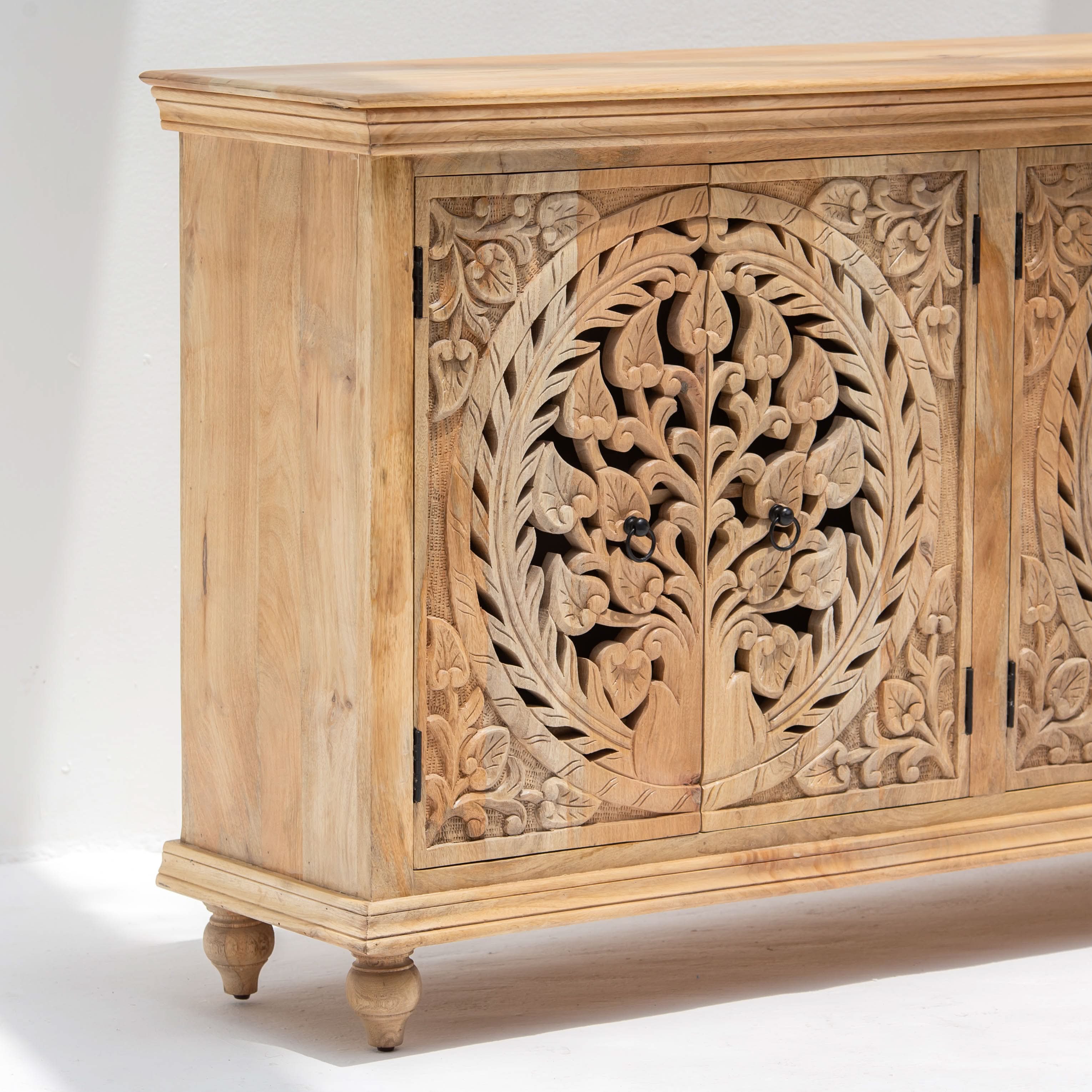 CALVIAN WOODEN FOUR DOOR SIDEBOARD - Art and craft furniture