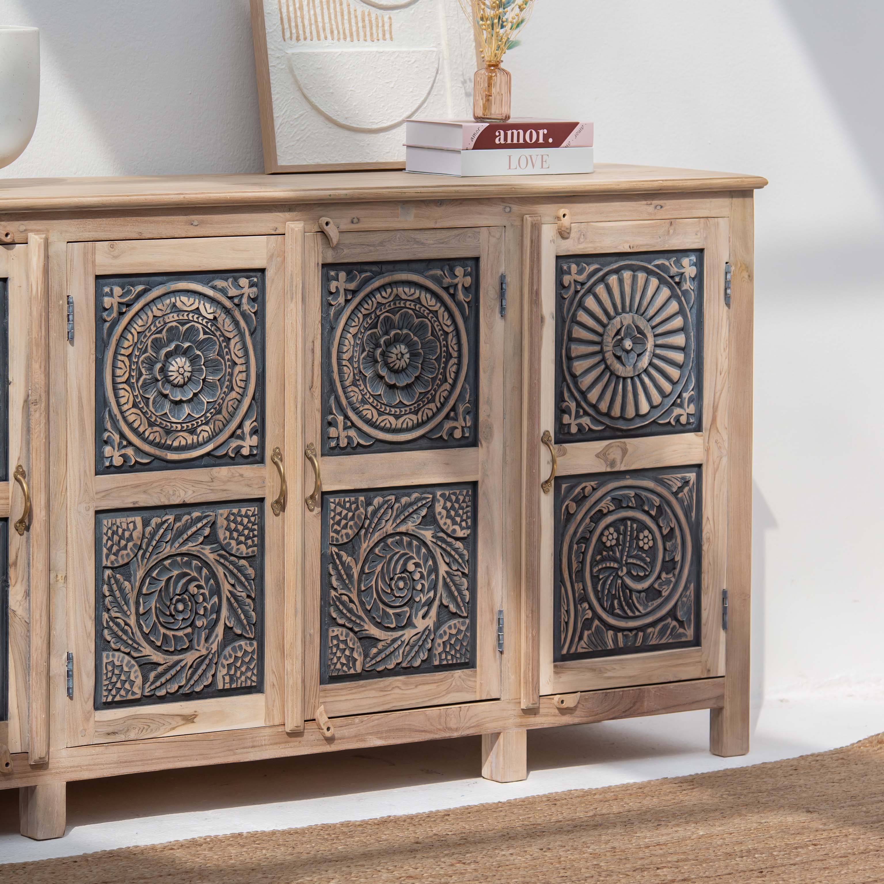 CHARLORE WOODEN FOUR DOOR SIDEBOARD - Art and craft furniture