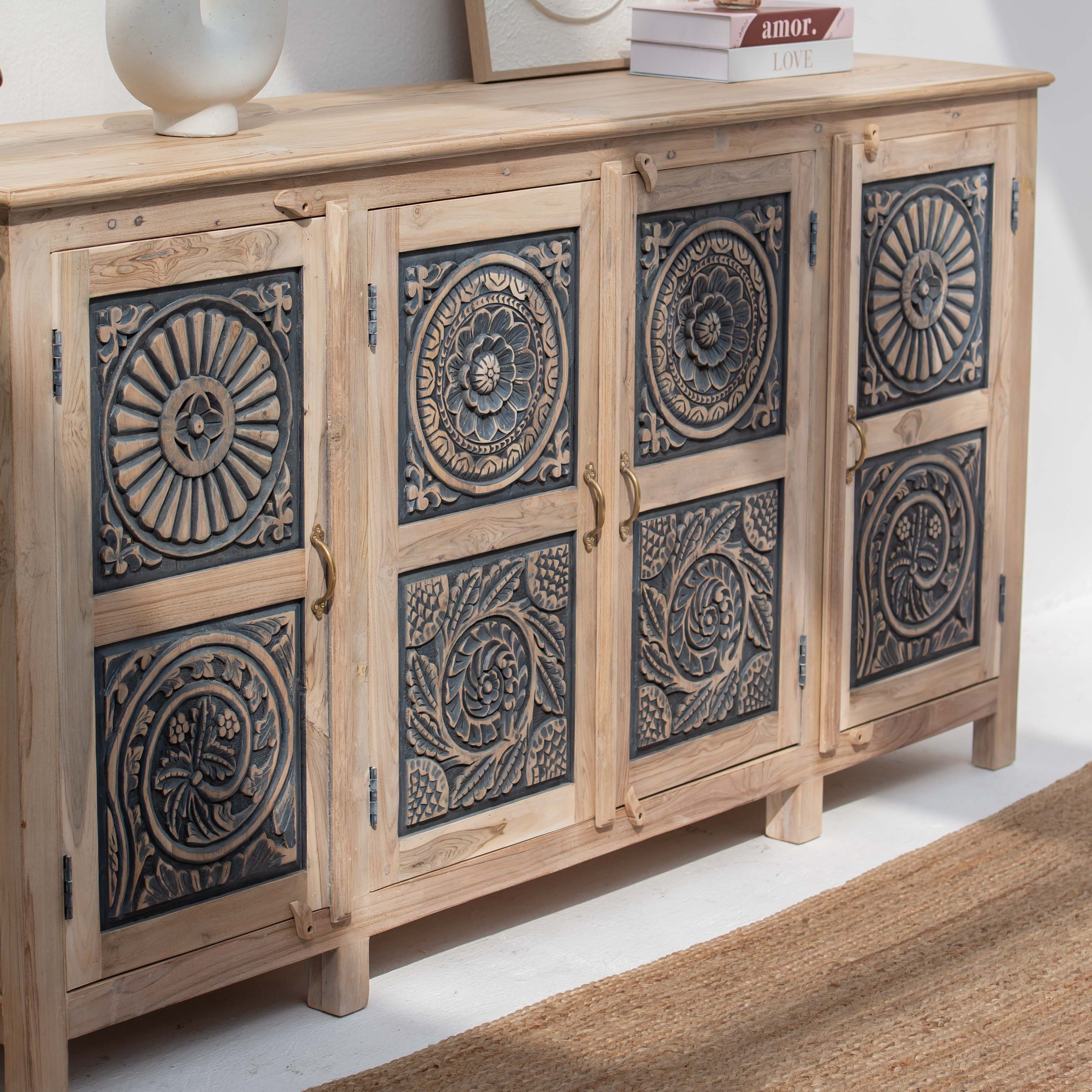 CHARLORE WOODEN FOUR DOOR SIDEBOARD - Art and craft furniture