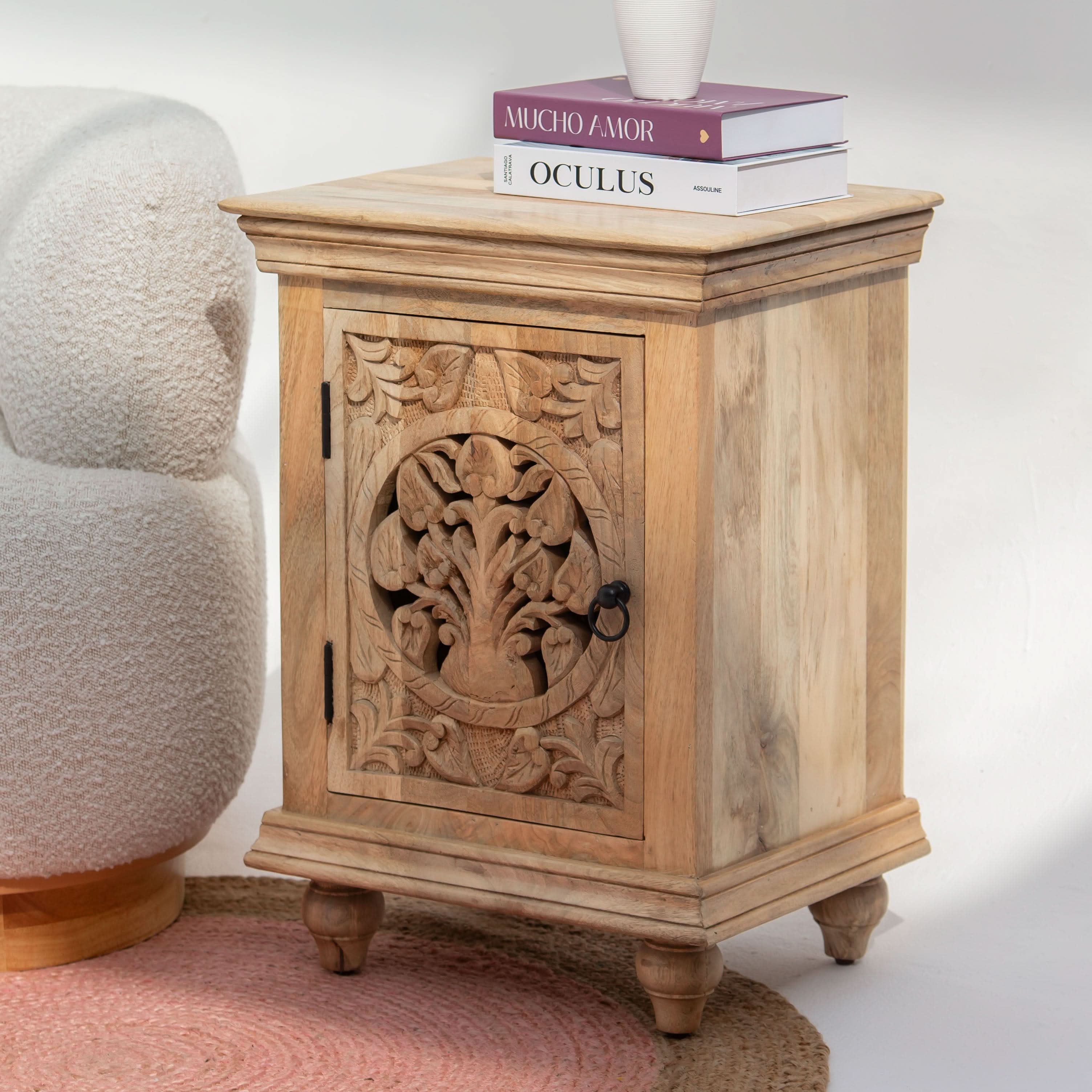 CALVIAN WOODEN NIGHTSTAND TABLE - Art and craft furniture