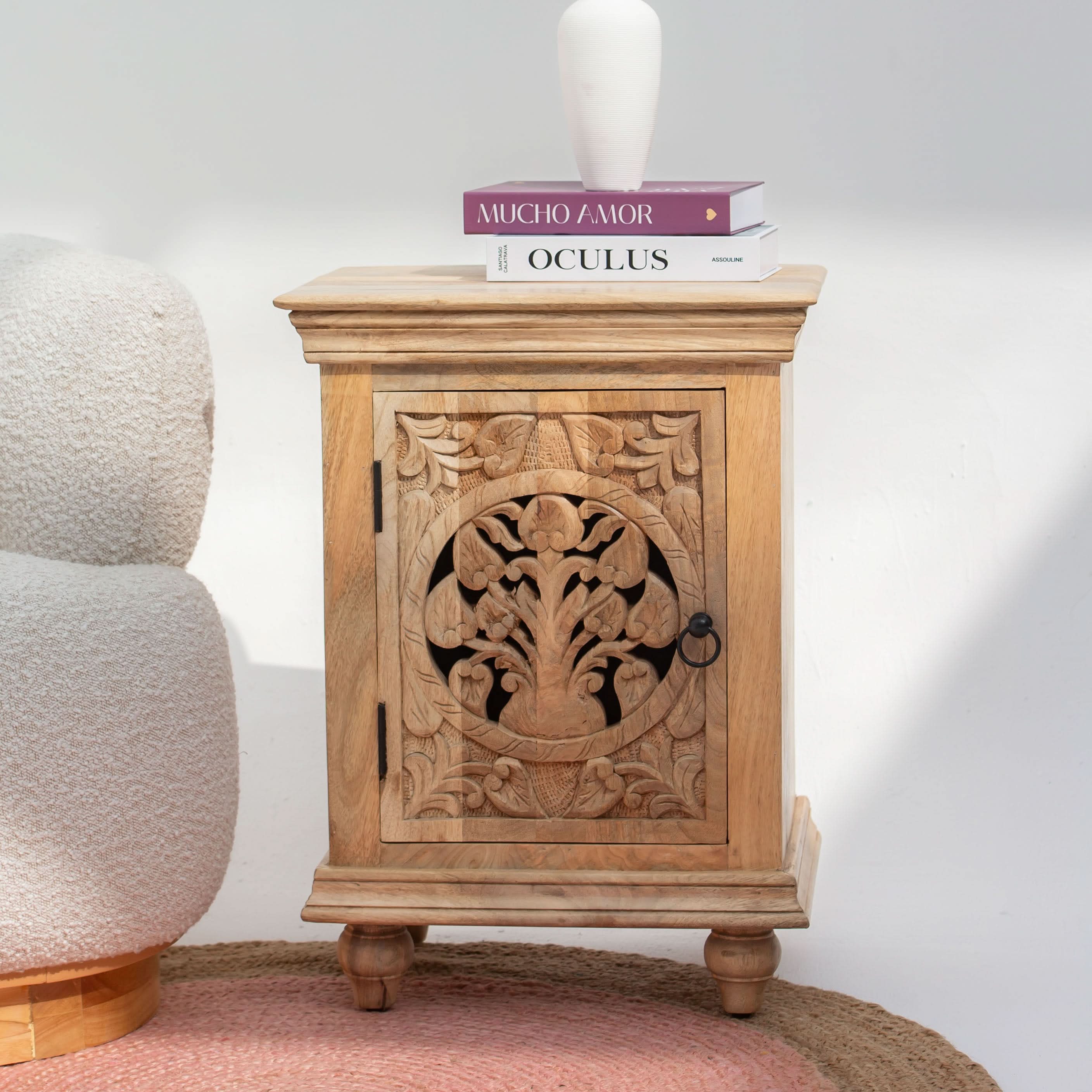 CALVIAN WOODEN NIGHTSTAND TABLE - Art and craft furniture