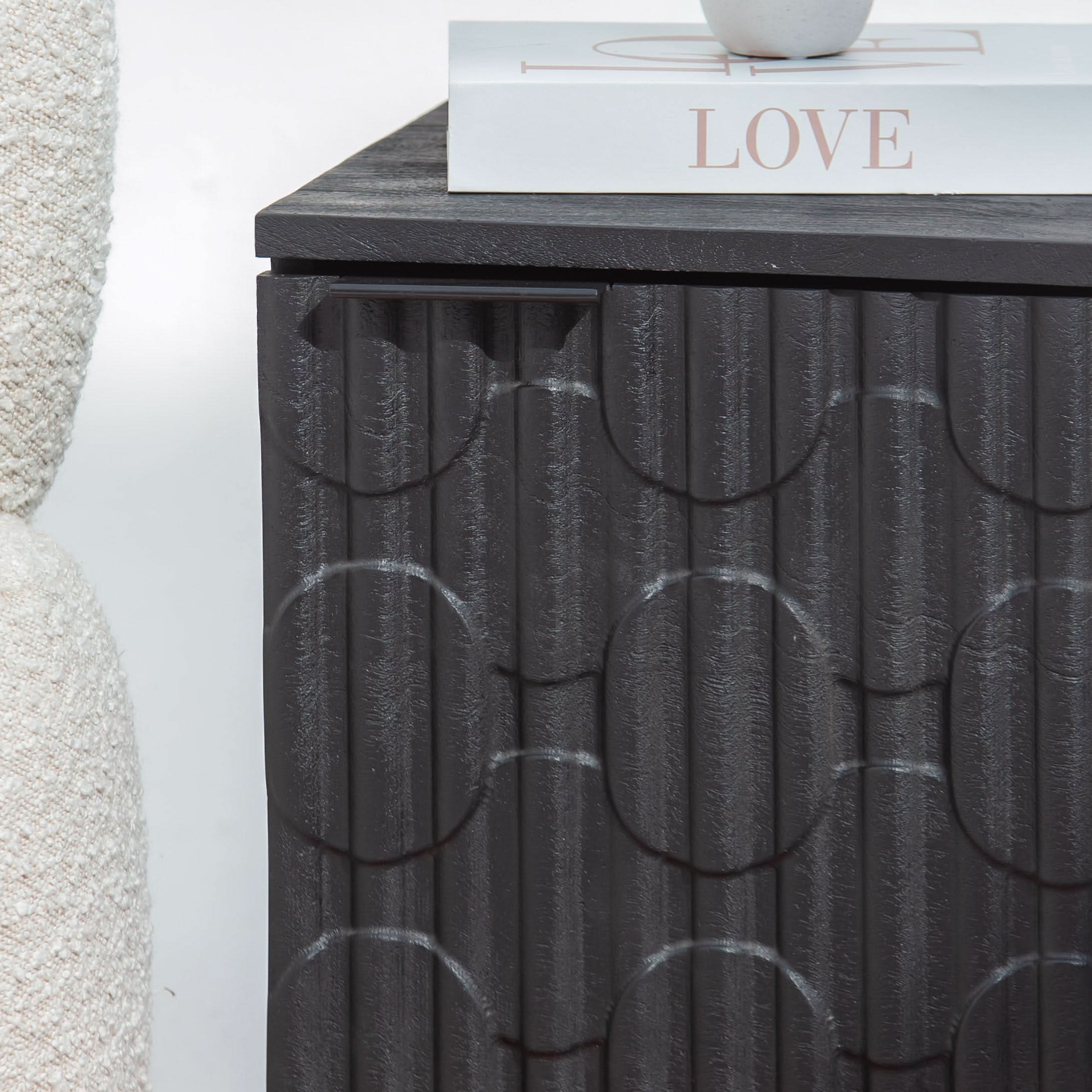 BLACK GALAXY ONE DOOR NIGHTSTAND TABLE - Art and craft furniture