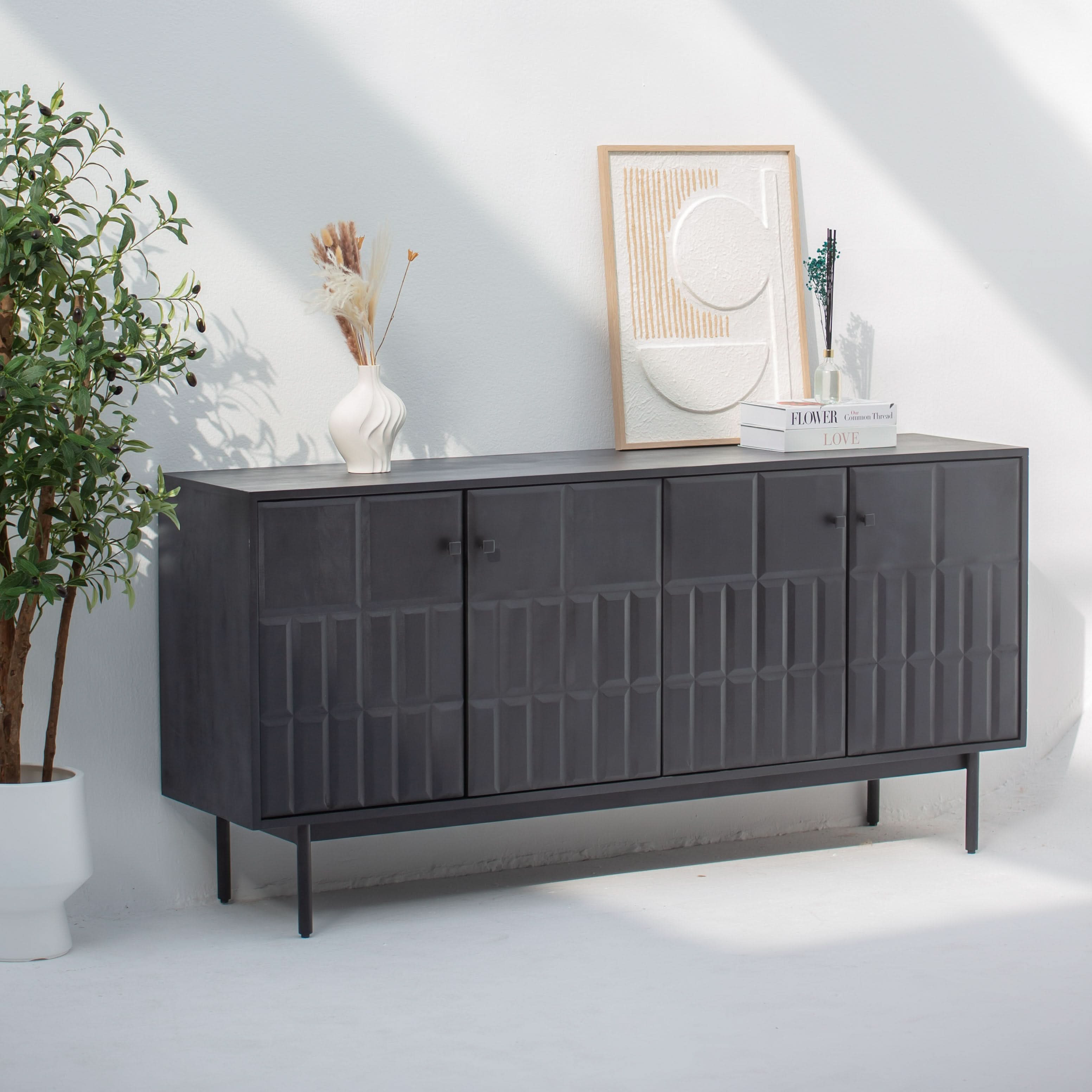 NUVOR WOODEN FOUR DOOR SIDEBOARD - Art and craft furniture