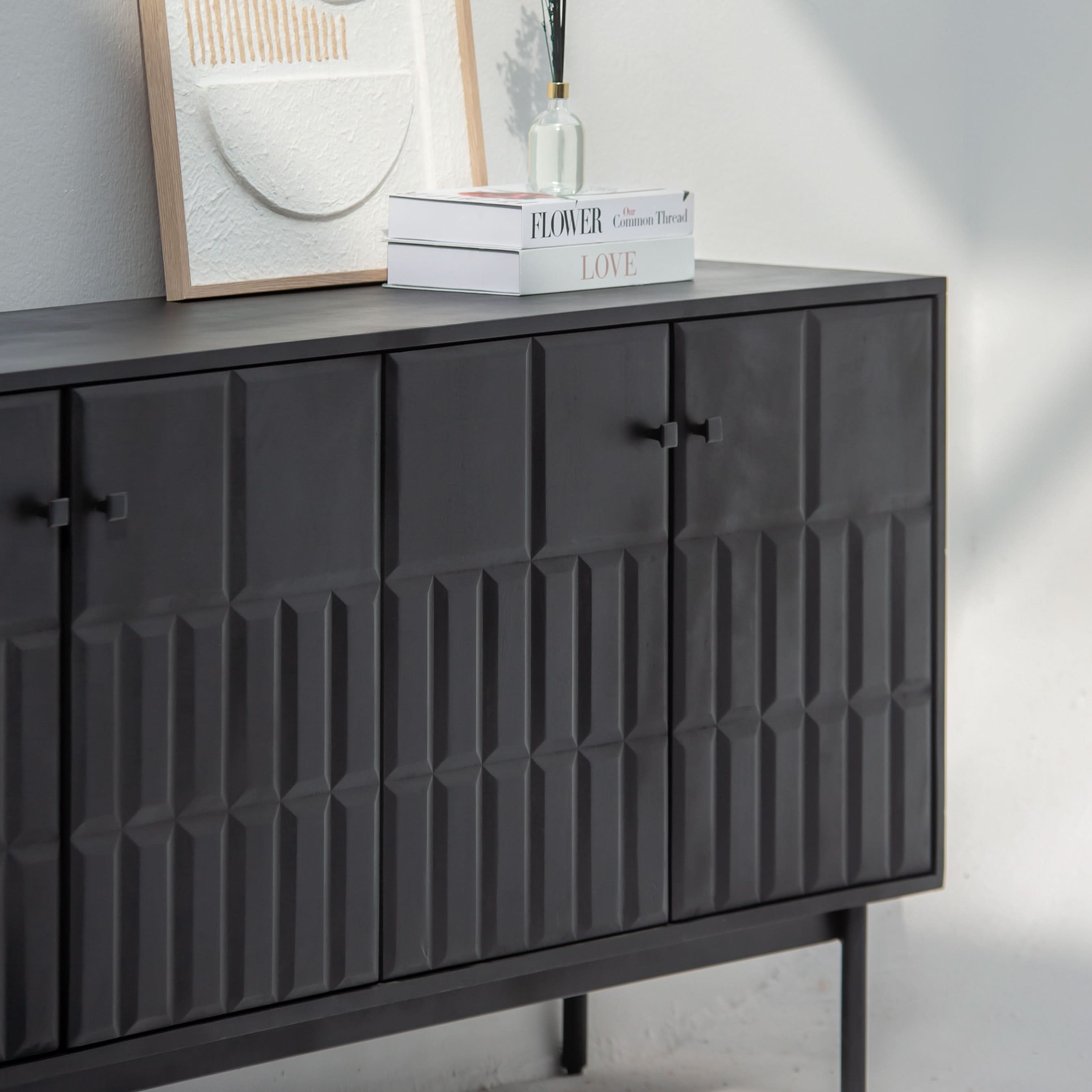 NUVOR WOODEN FOUR DOOR SIDEBOARD - Art and craft furniture