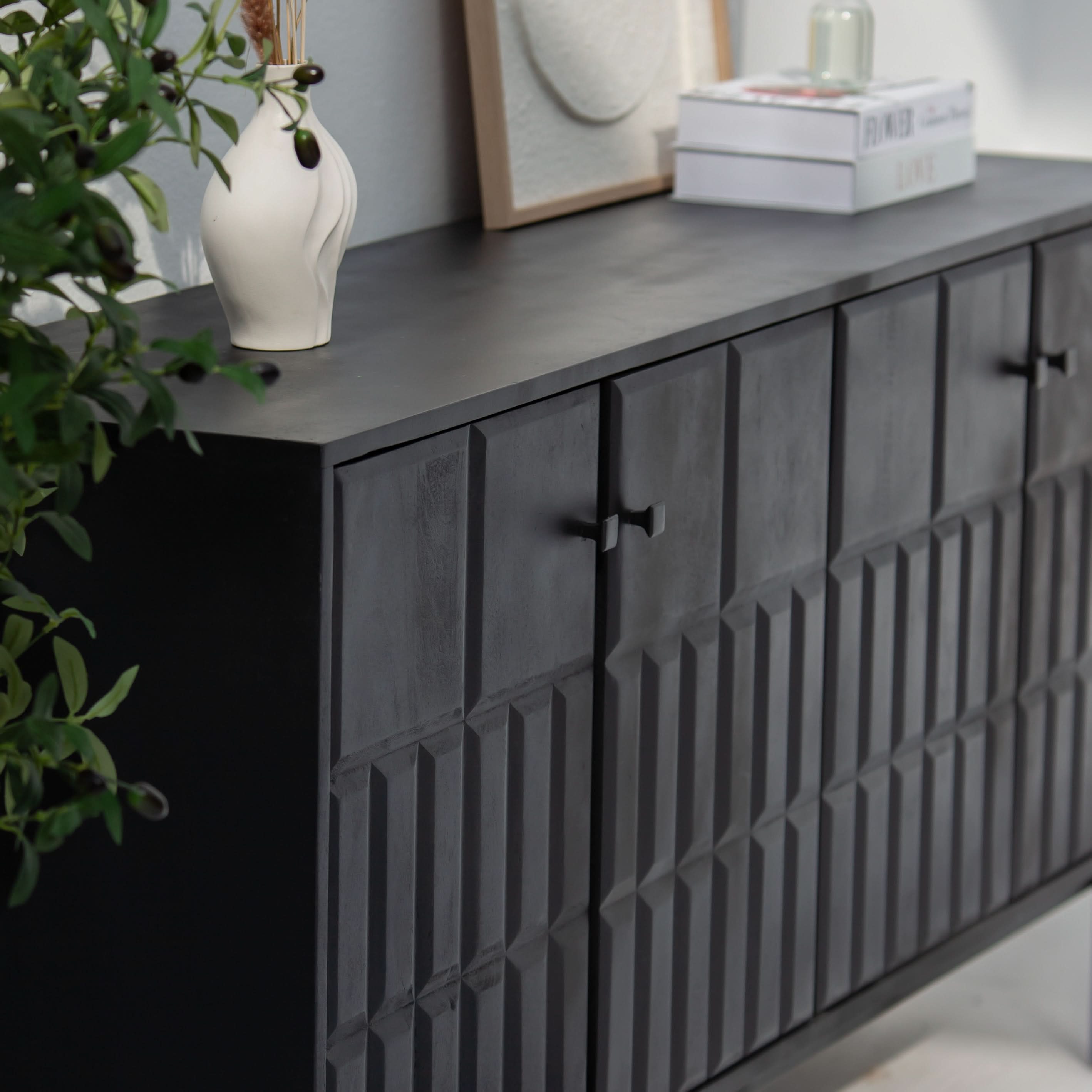 NUVOR WOODEN FOUR DOOR SIDEBOARD - Art and craft furniture