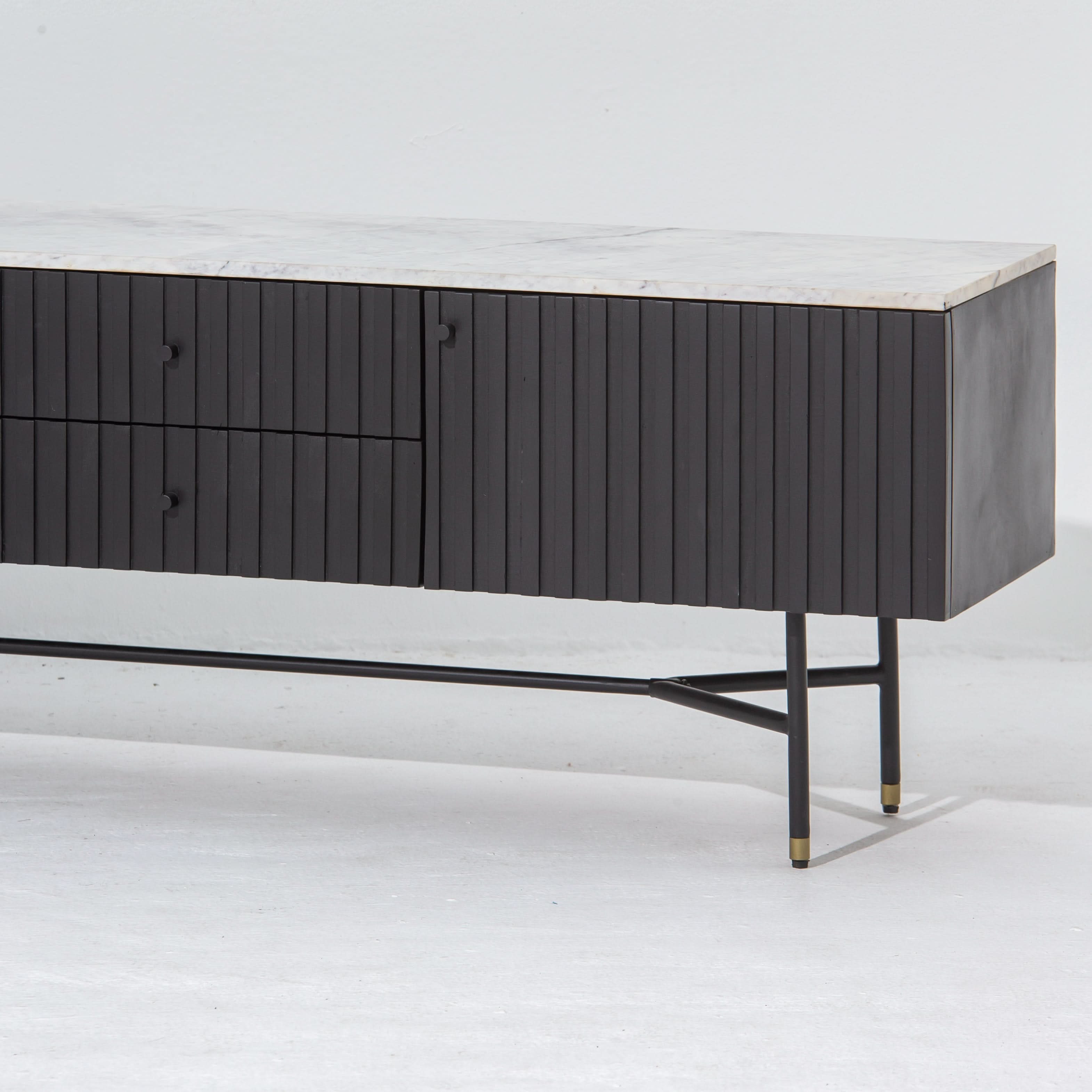 VANTA MARBLE TOP TWO DRAWER THREE DOOR TV STAND - Art and craft furniture