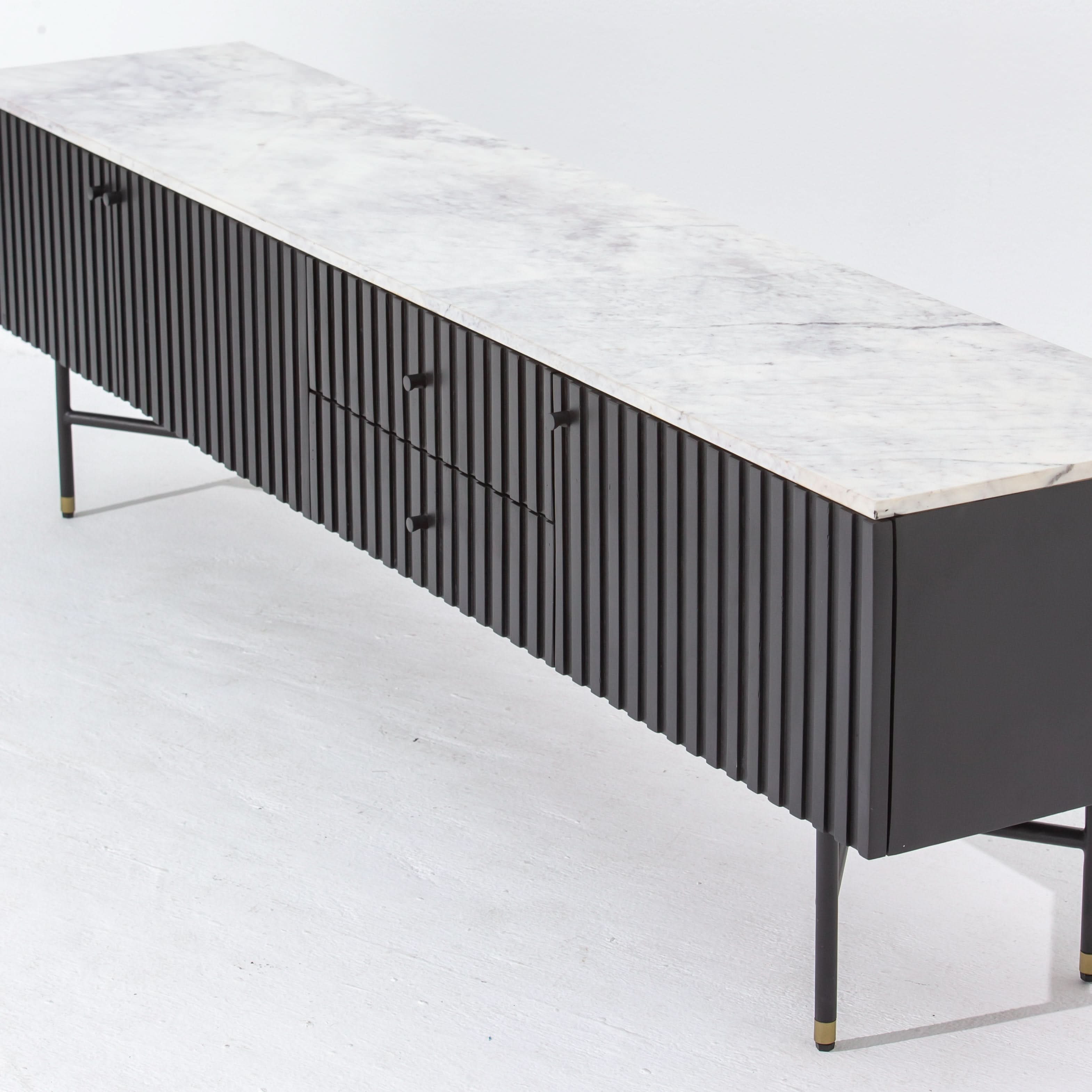 VANTA MARBLE TOP TWO DRAWER THREE DOOR TV STAND - Art and craft furniture