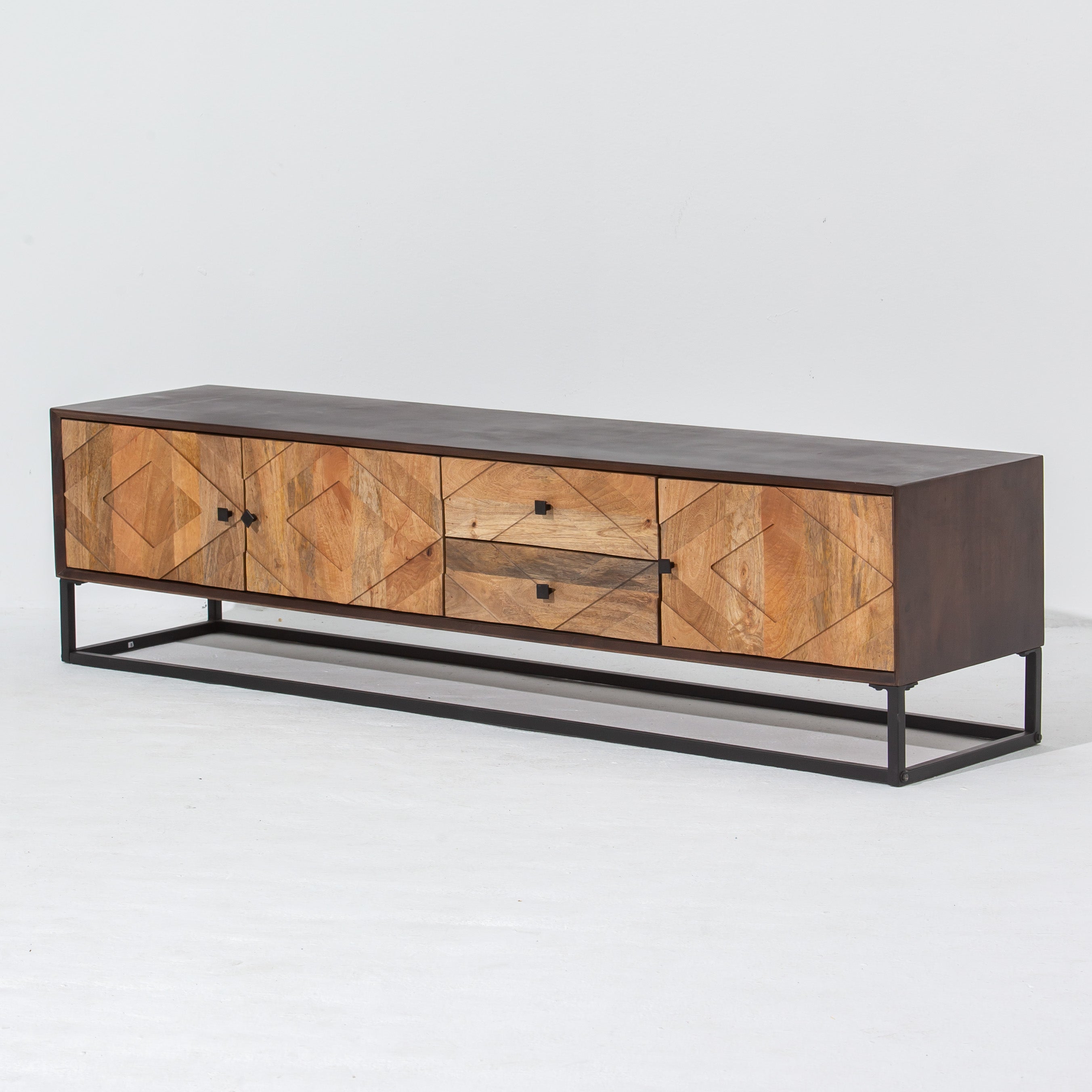 MORO WOODEN THREE DOOR TWO DRAWER TV STAND - Art and craft furniture