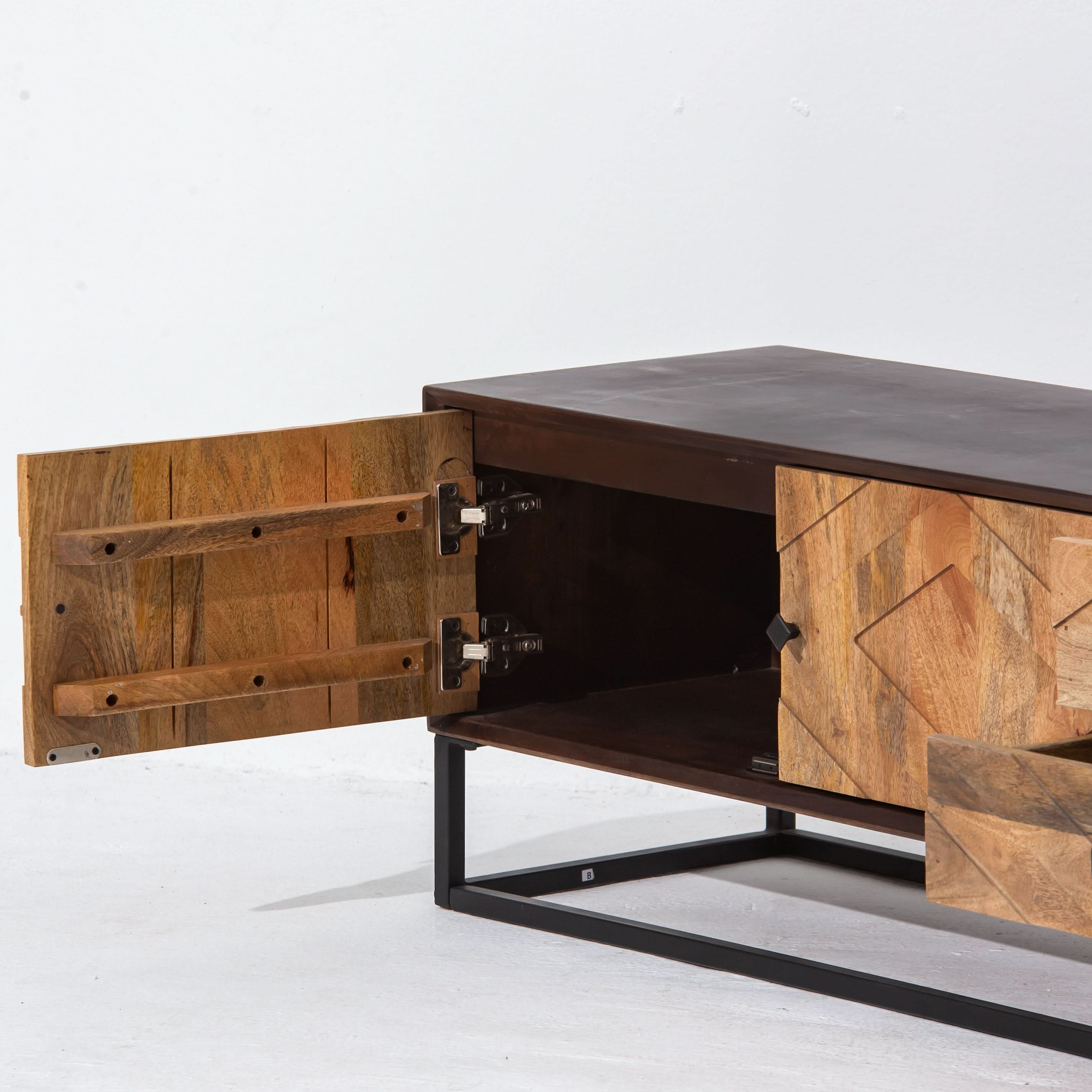 MORO WOODEN THREE DOOR TWO DRAWER TV STAND - Art and craft furniture