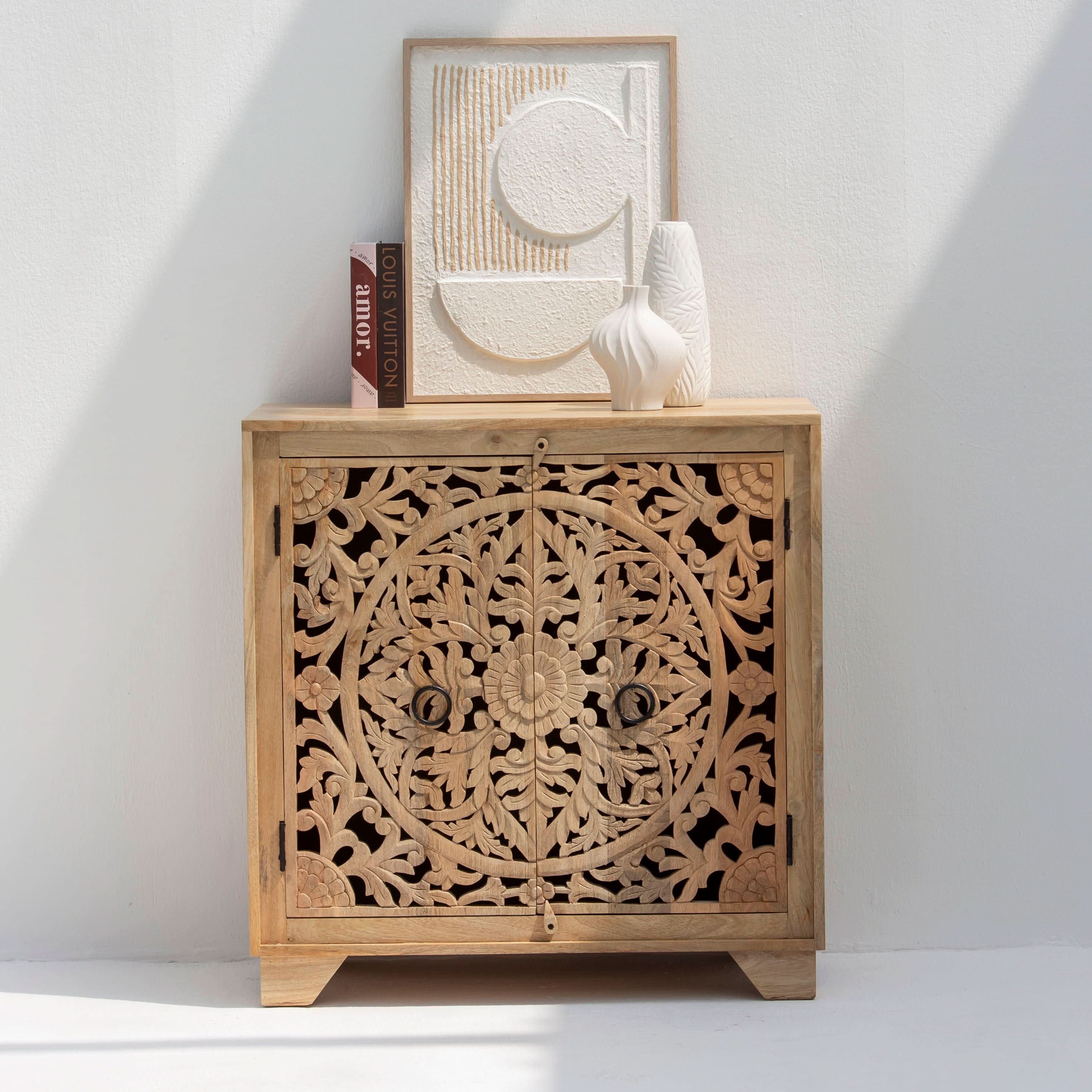 KARIGAR CARVED TWO DOOR SIDEBOARD - Art and craft furniture