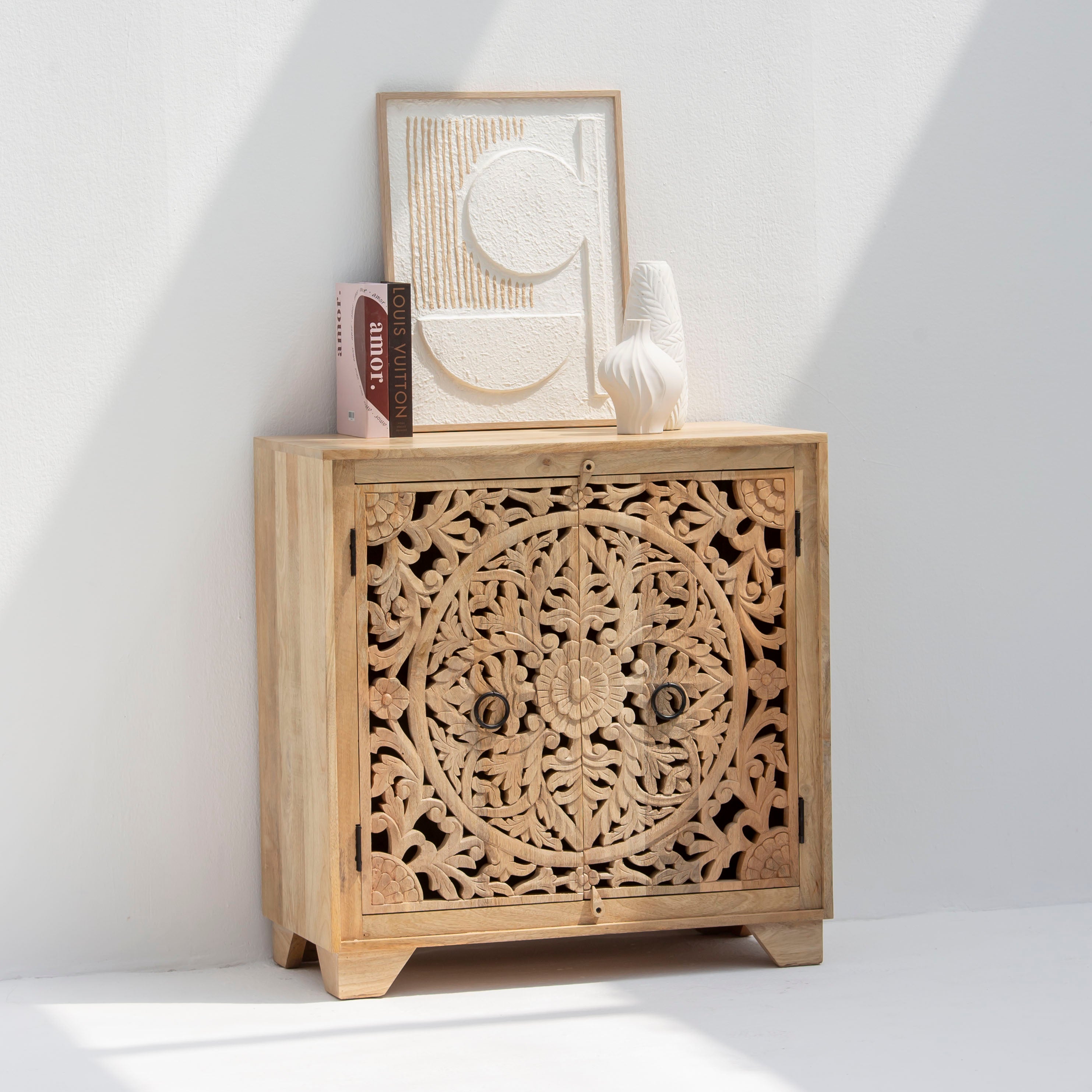KARIGAR CARVED TWO DOOR SIDEBOARD - Art and craft furniture