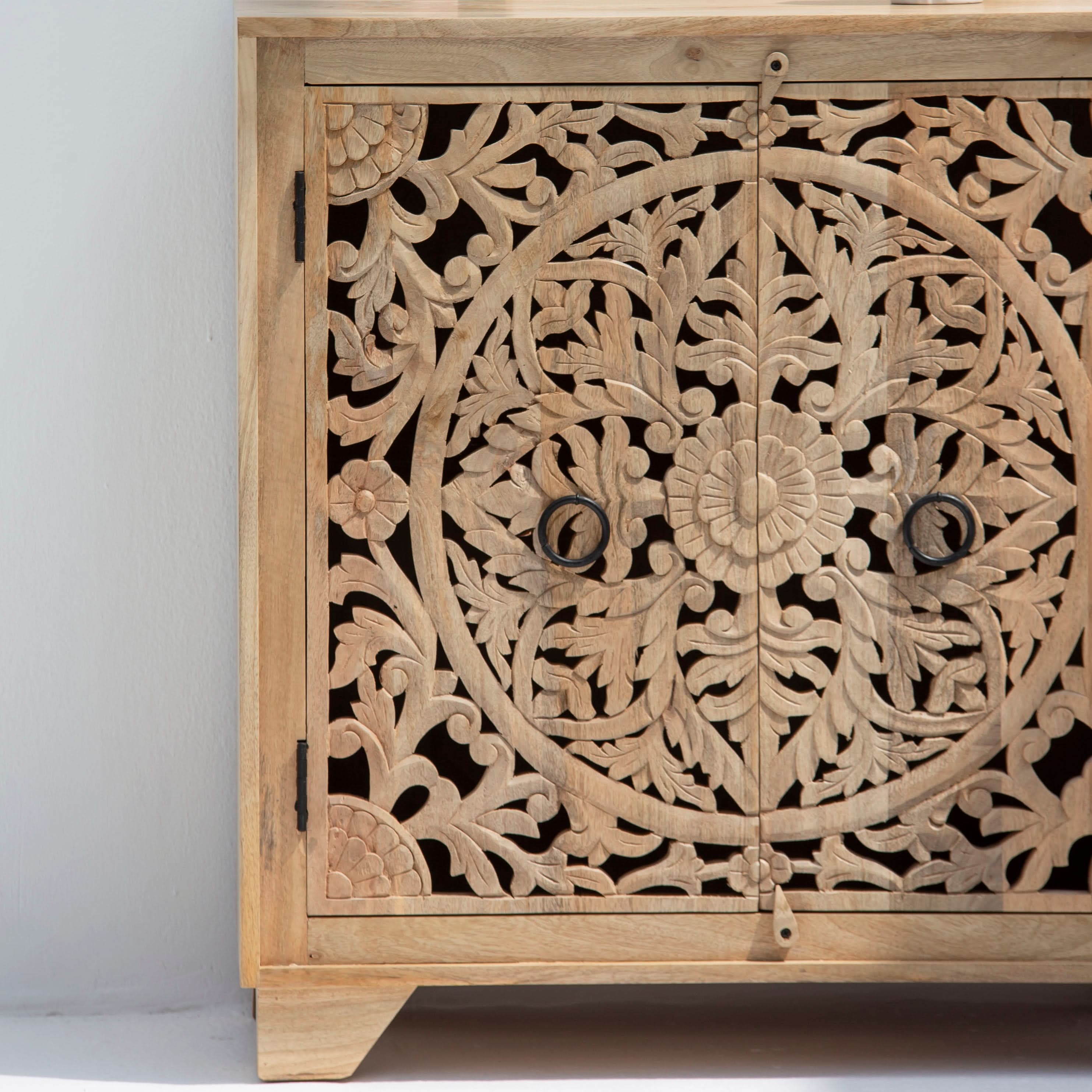 KARIGAR CARVED TWO DOOR SIDEBOARD - Art and craft furniture