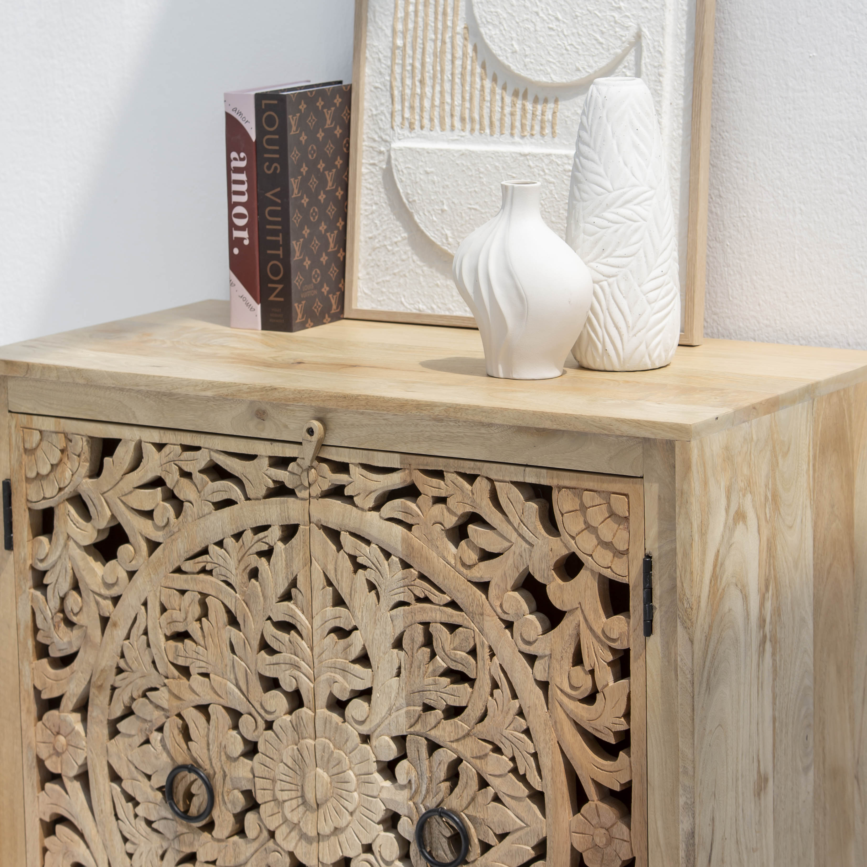 KARIGAR CARVED TWO DOOR SIDEBOARD - Art and craft furniture