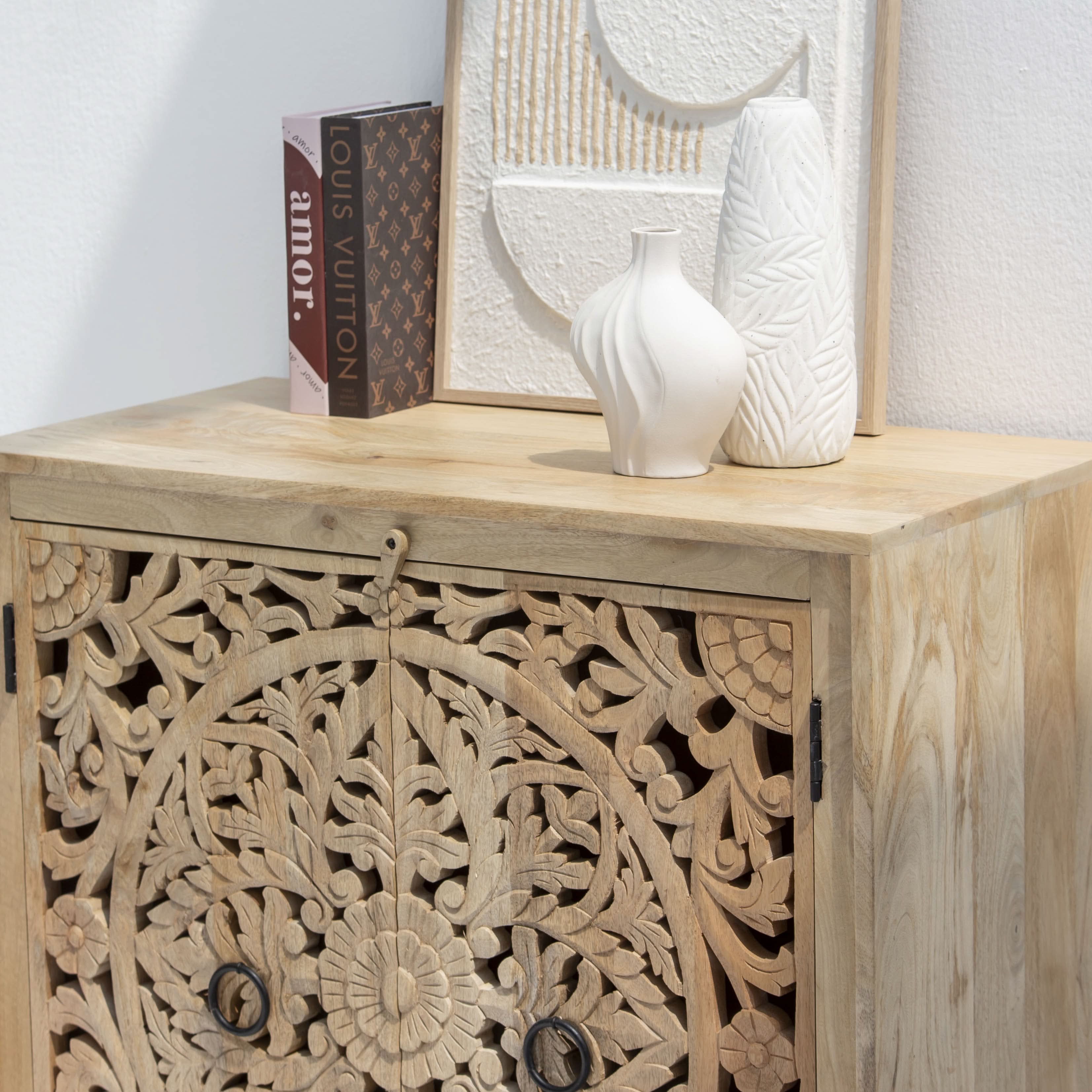 KARIGAR CARVED TWO DOOR SIDEBOARD - Art and craft furniture