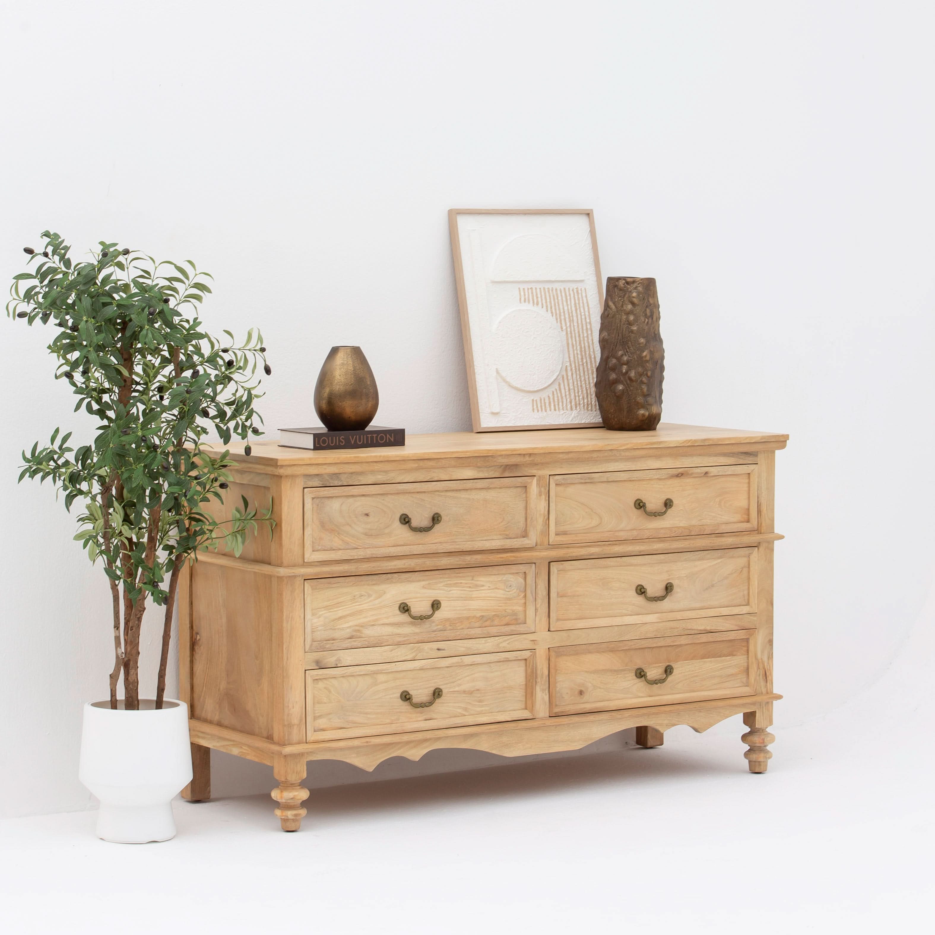 AUREVO WOODEN SIX DRAWER DRAWCHEST - Art and craft furniture