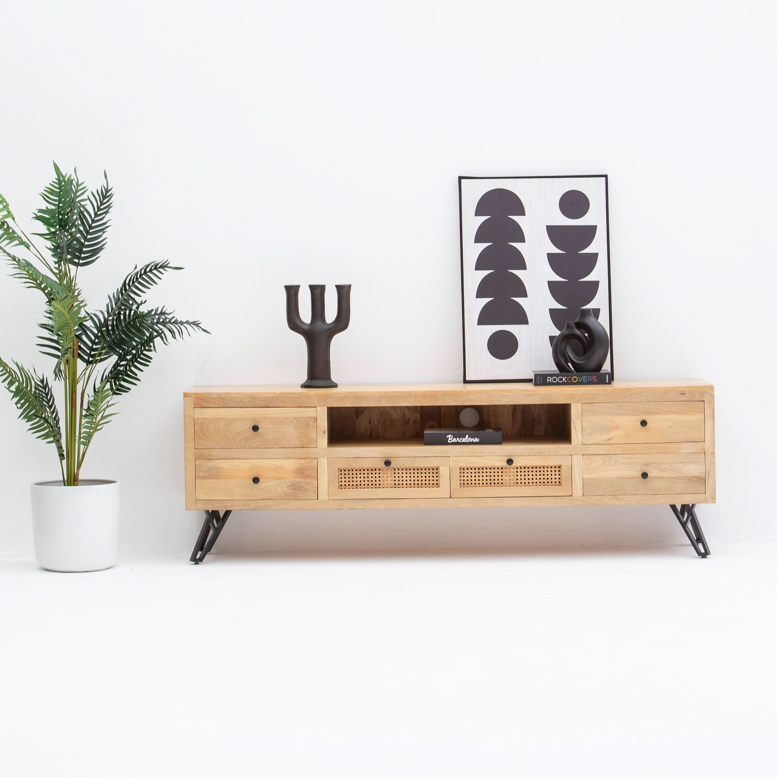 ELYSIAN-CANE TV STAND - Art and craft furniture