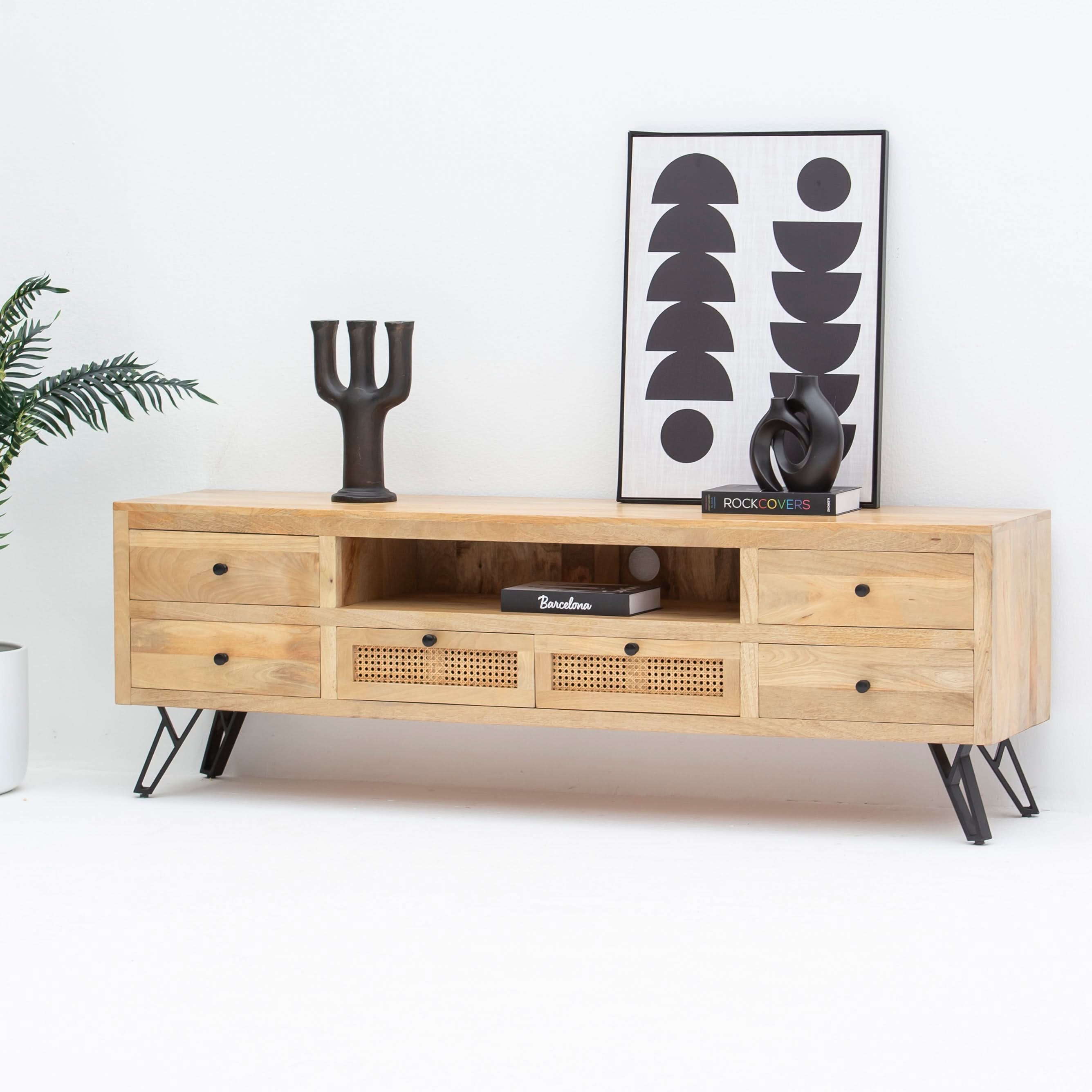 ELYSIAN-CANE TV STAND - Art and craft furniture