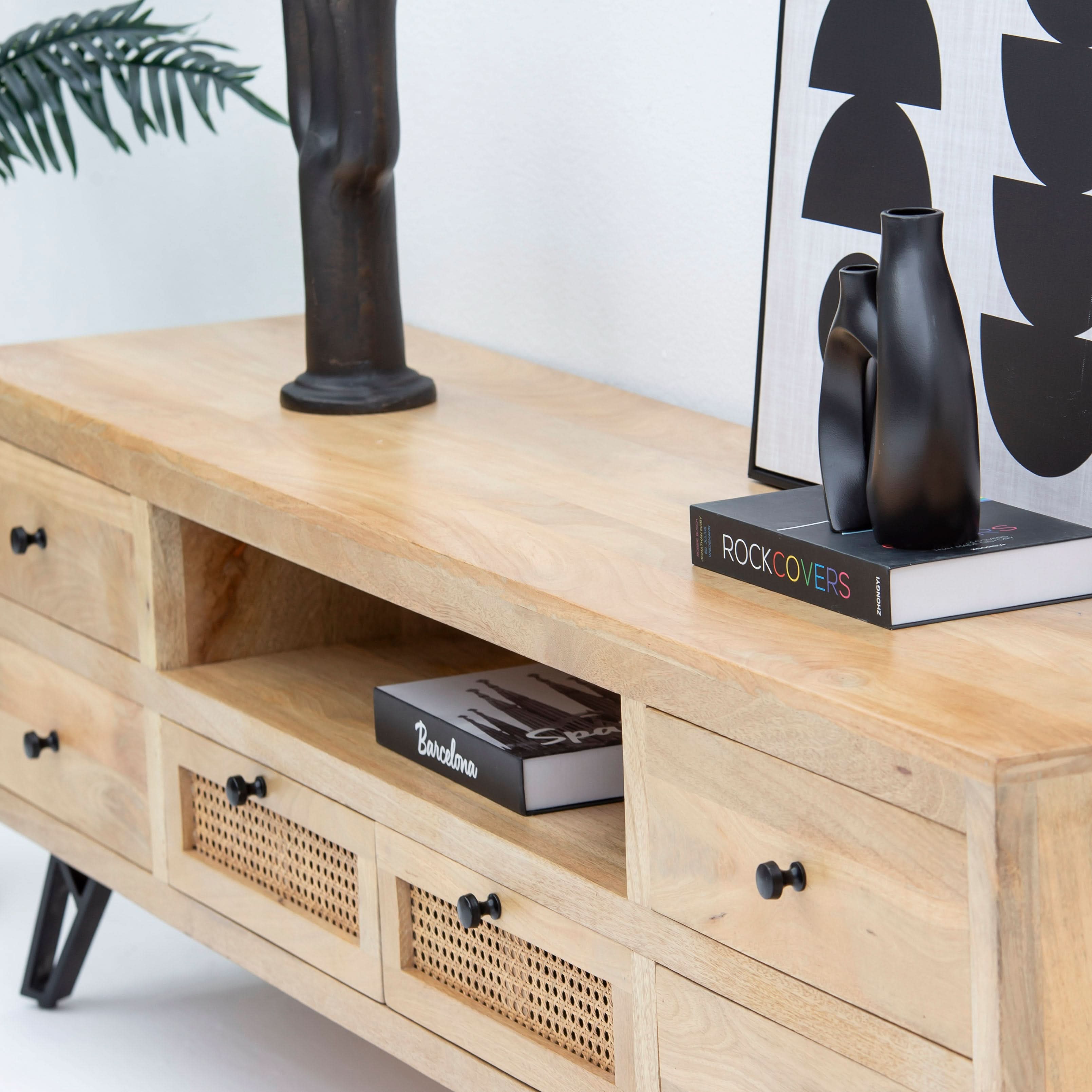 ELYSIAN-CANE TV STAND - Art and craft furniture