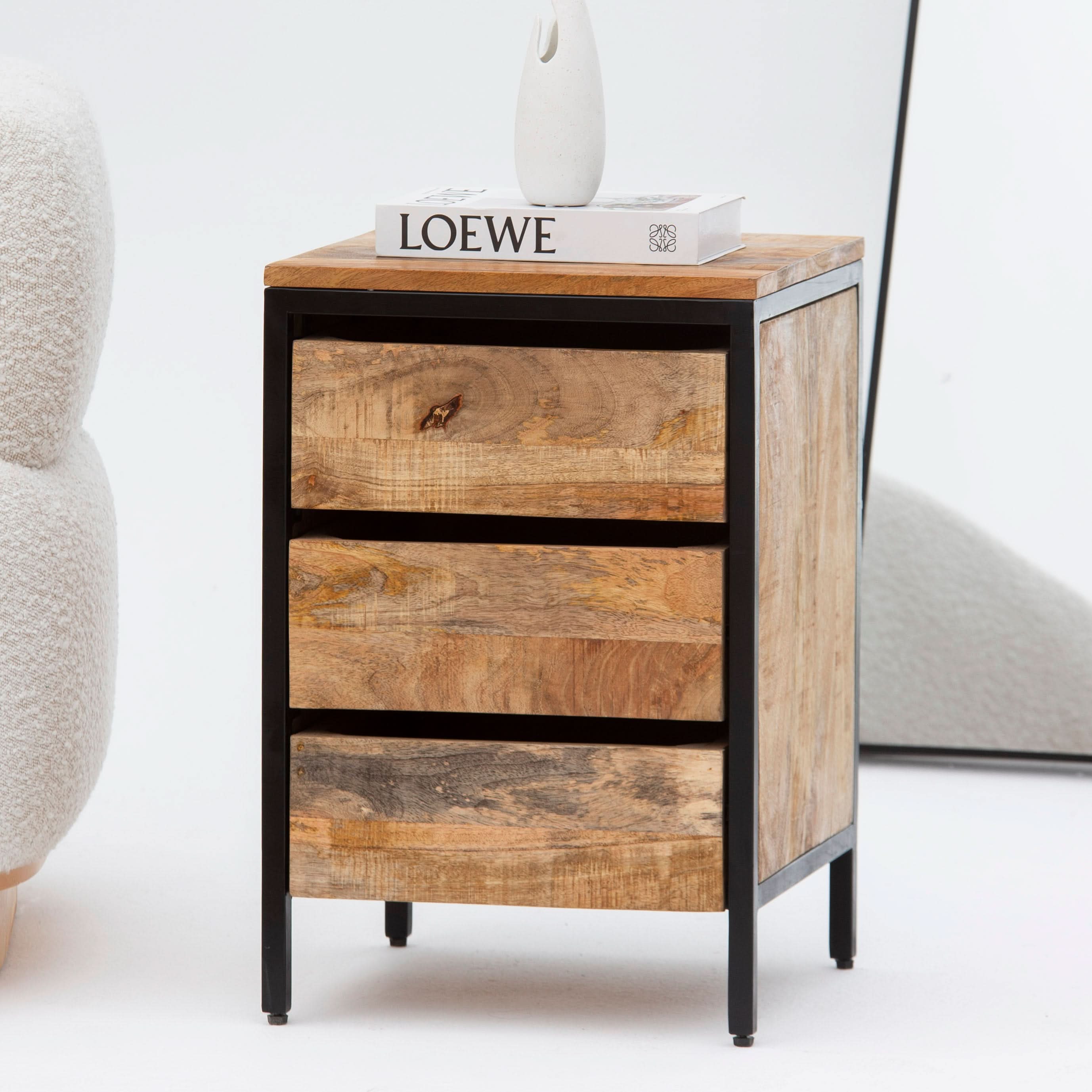 STEELWOOD THREE DRAWER NIGHTSTAND TABLE - Art and craft furniture