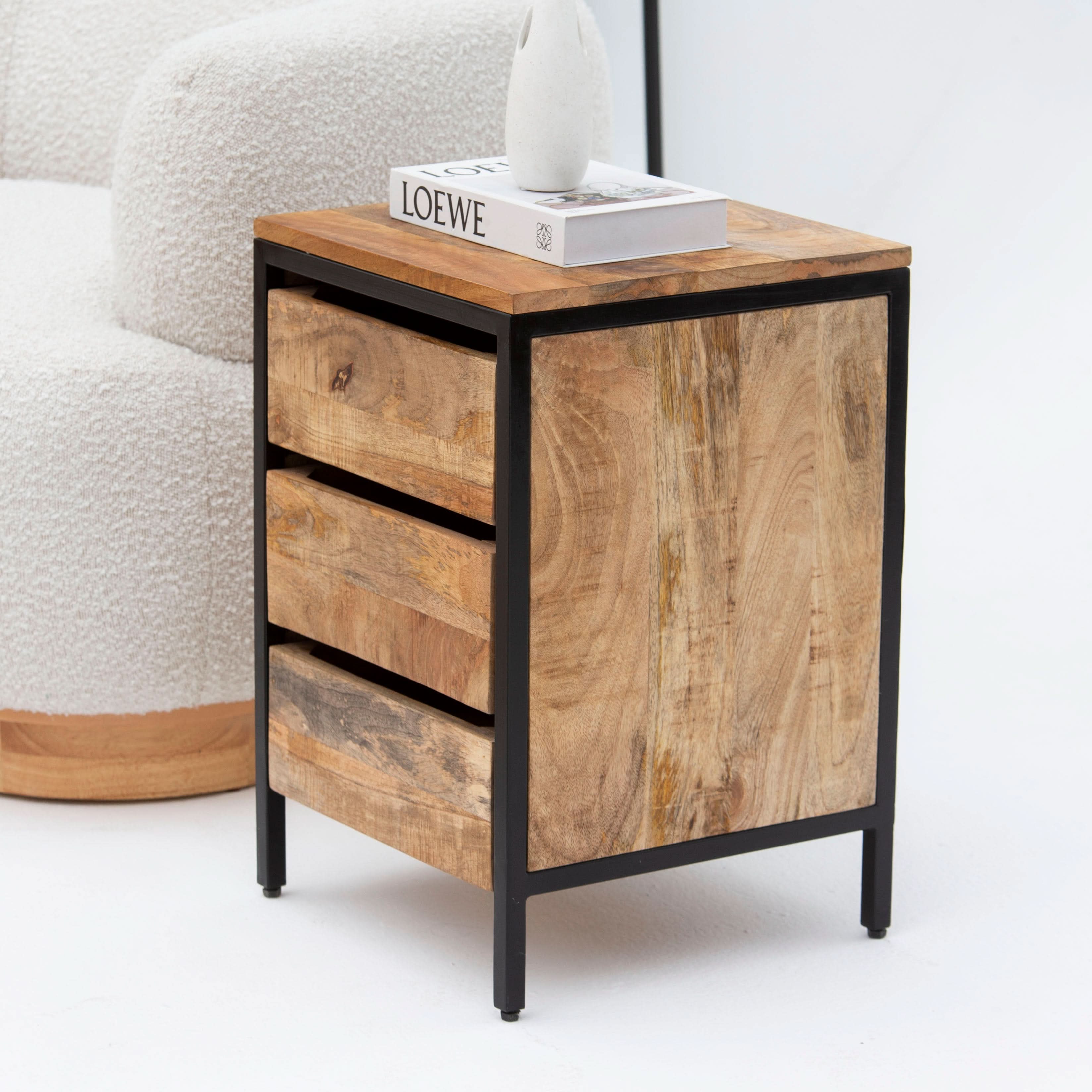STEELWOOD THREE DRAWER NIGHTSTAND TABLE - Art and craft furniture