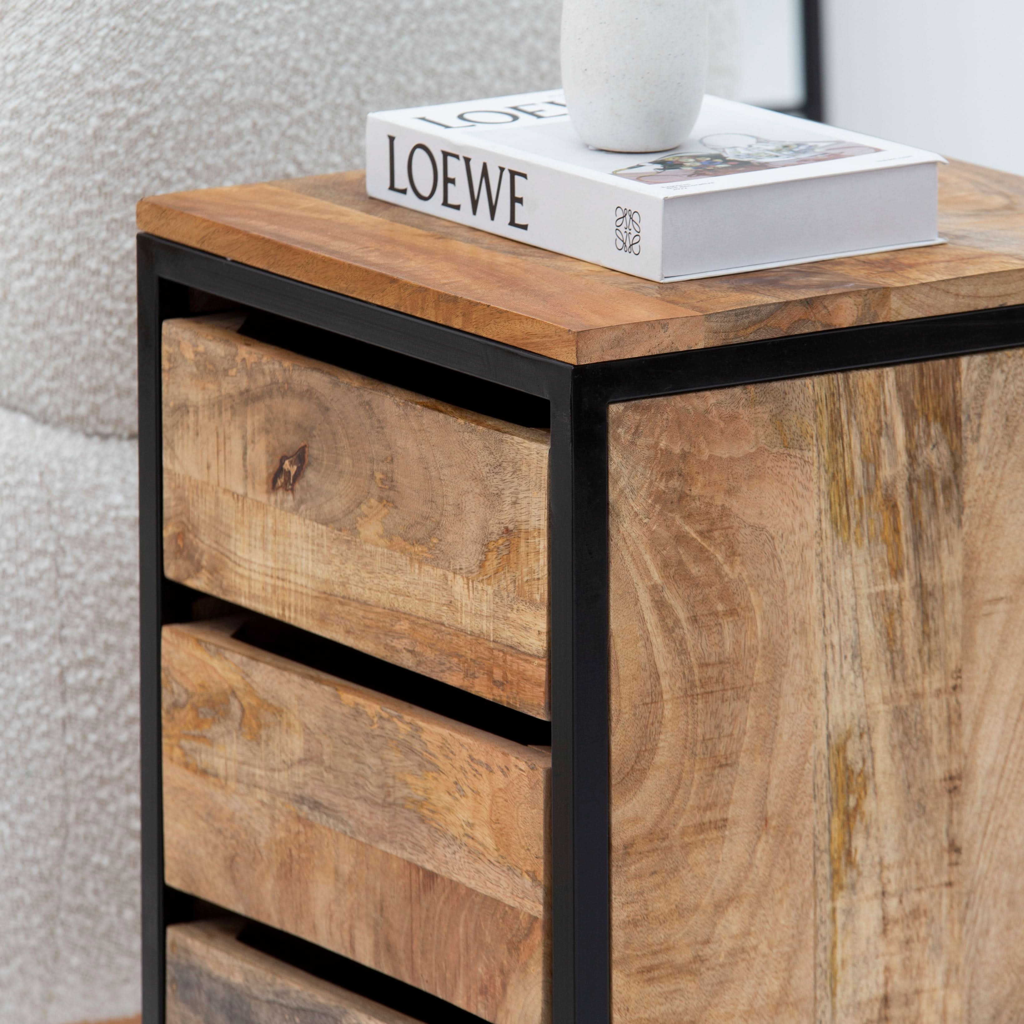STEELWOOD THREE DRAWER NIGHTSTAND TABLE - Art and craft furniture