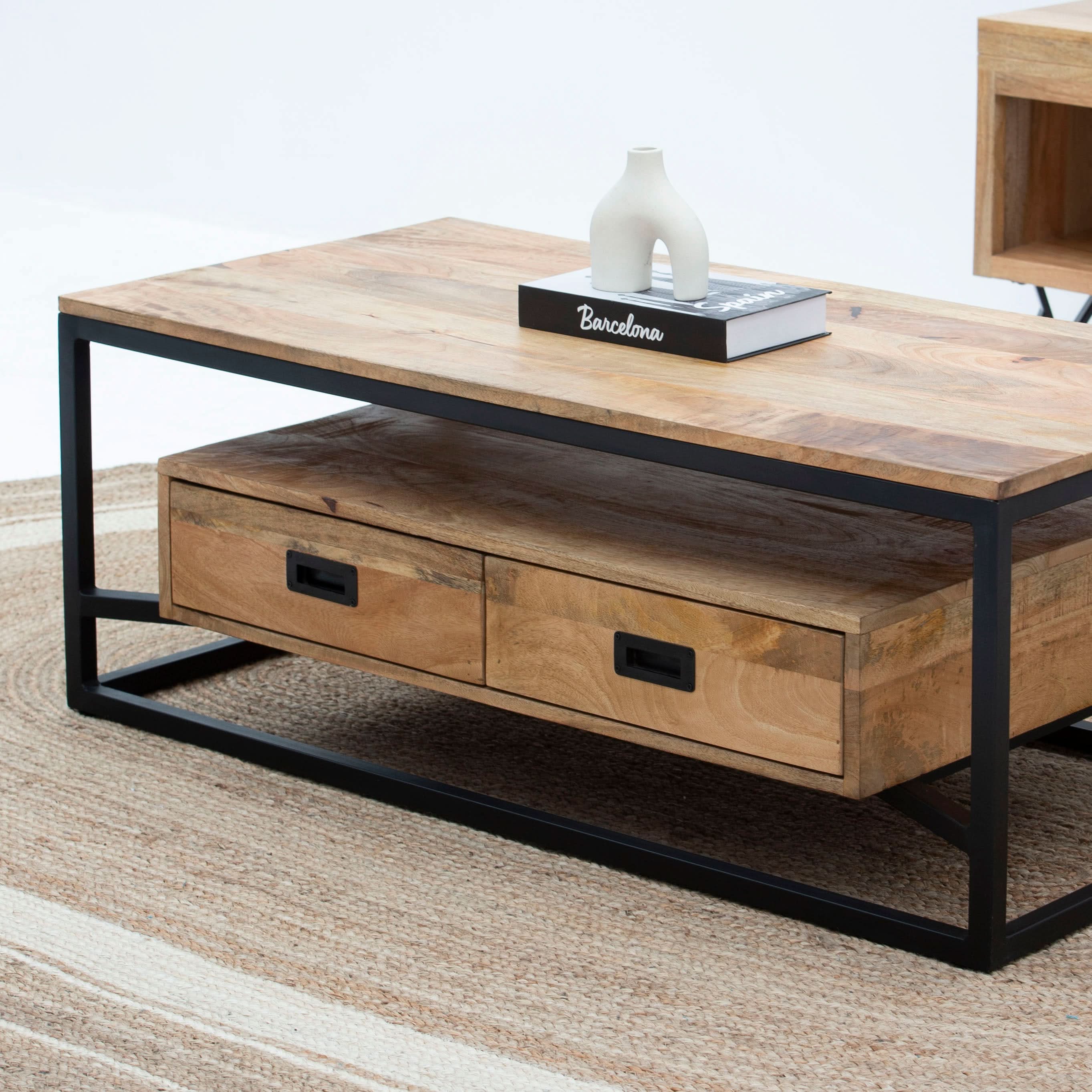 BERLIN LOFT WOODEN TWO DRAWER COFFEE TABLE - Art and craft furniture