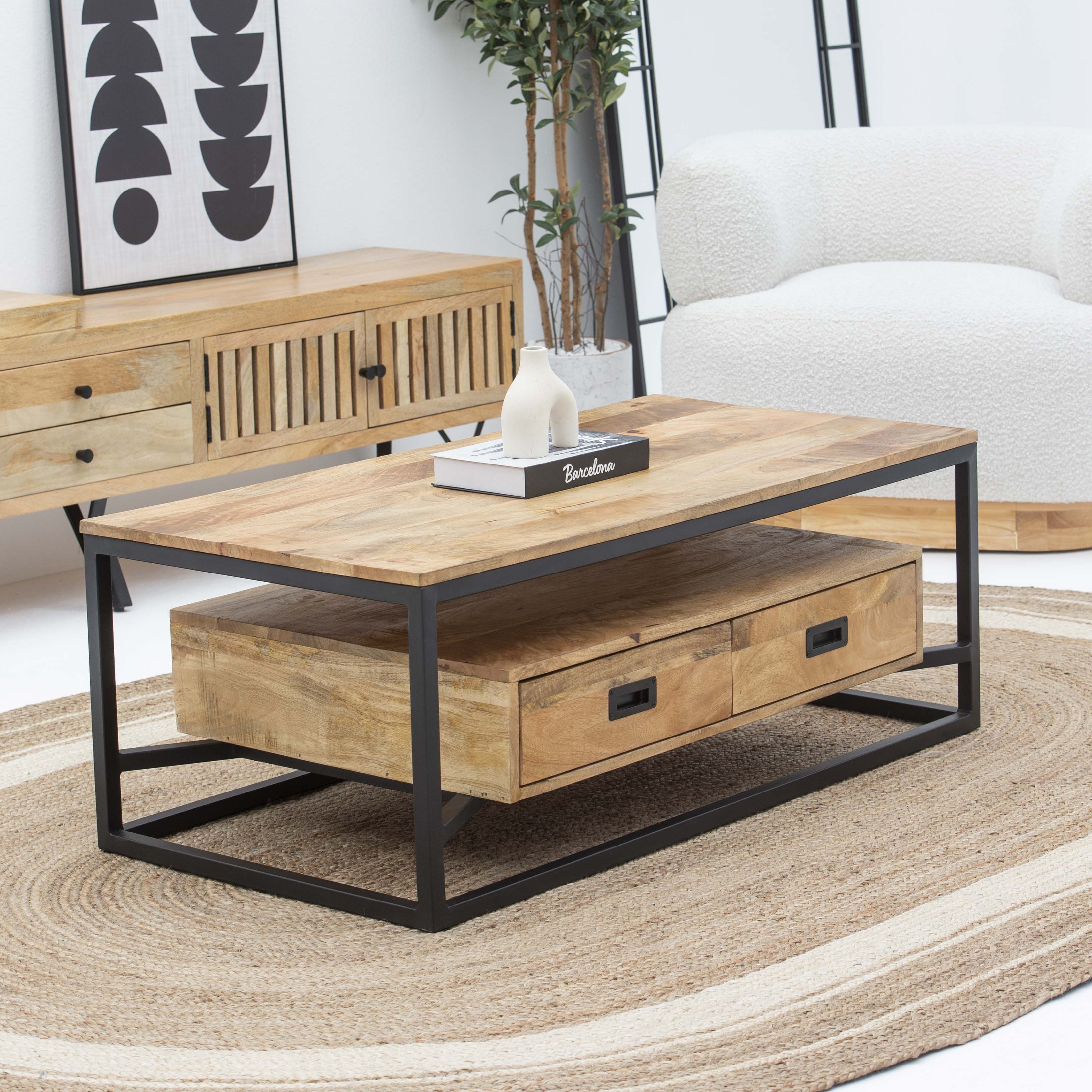 BERLIN LOFT WOODEN TWO DRAWER COFFEE TABLE - Art and craft furniture