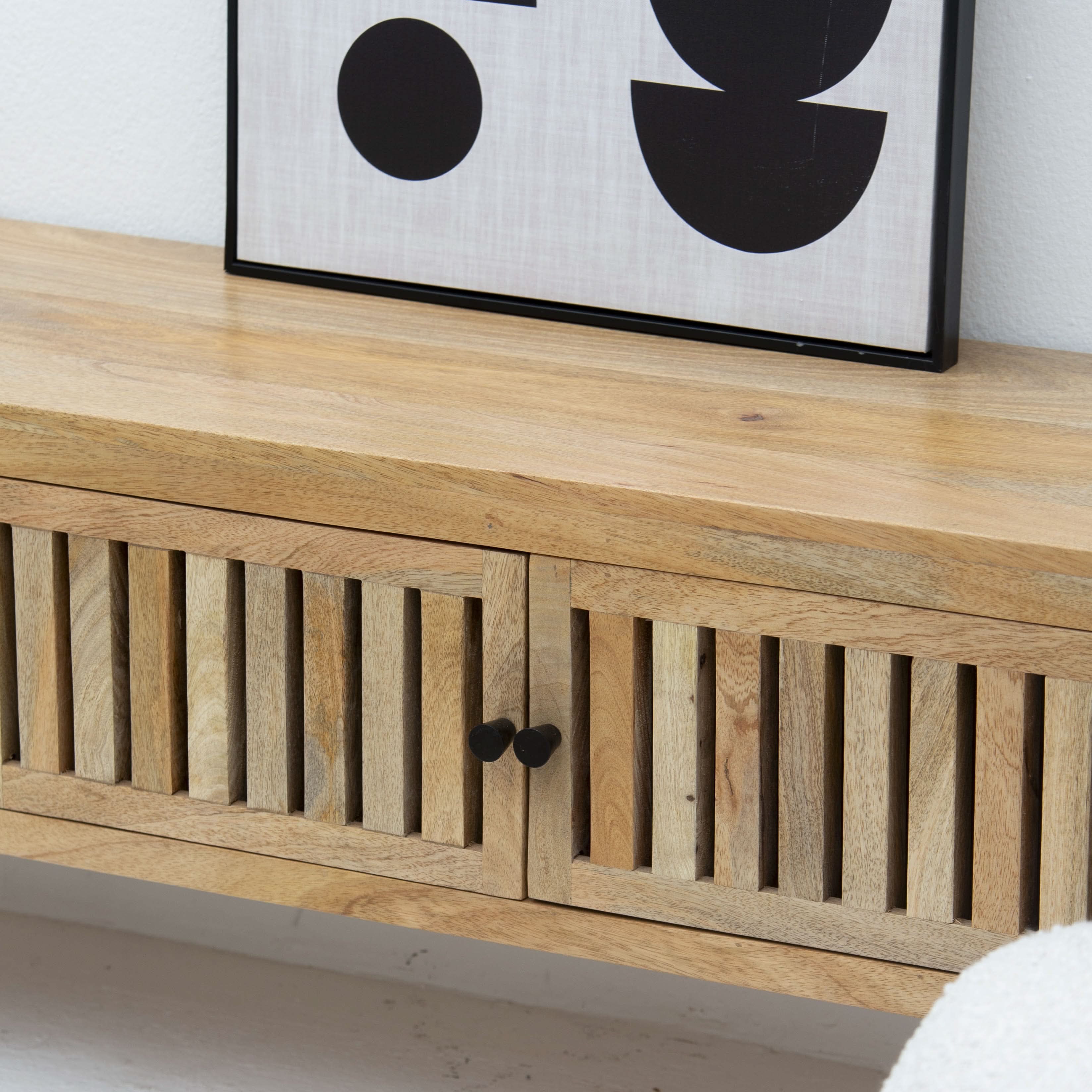 SKYLINE WOODEN TWO DRAWER-DOOR TV STAND - Art and craft furniture